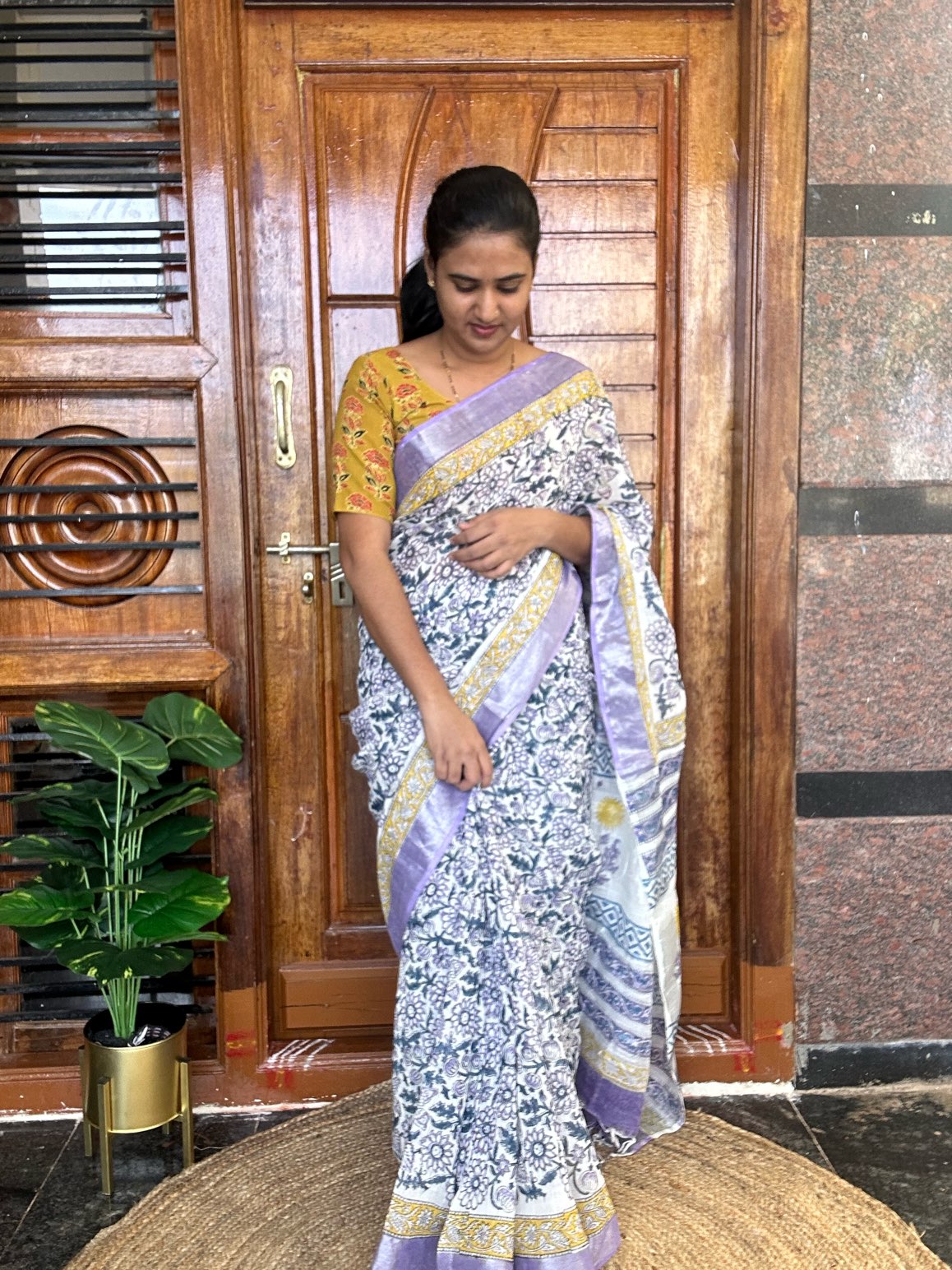 PURPLE LINEN SAREE