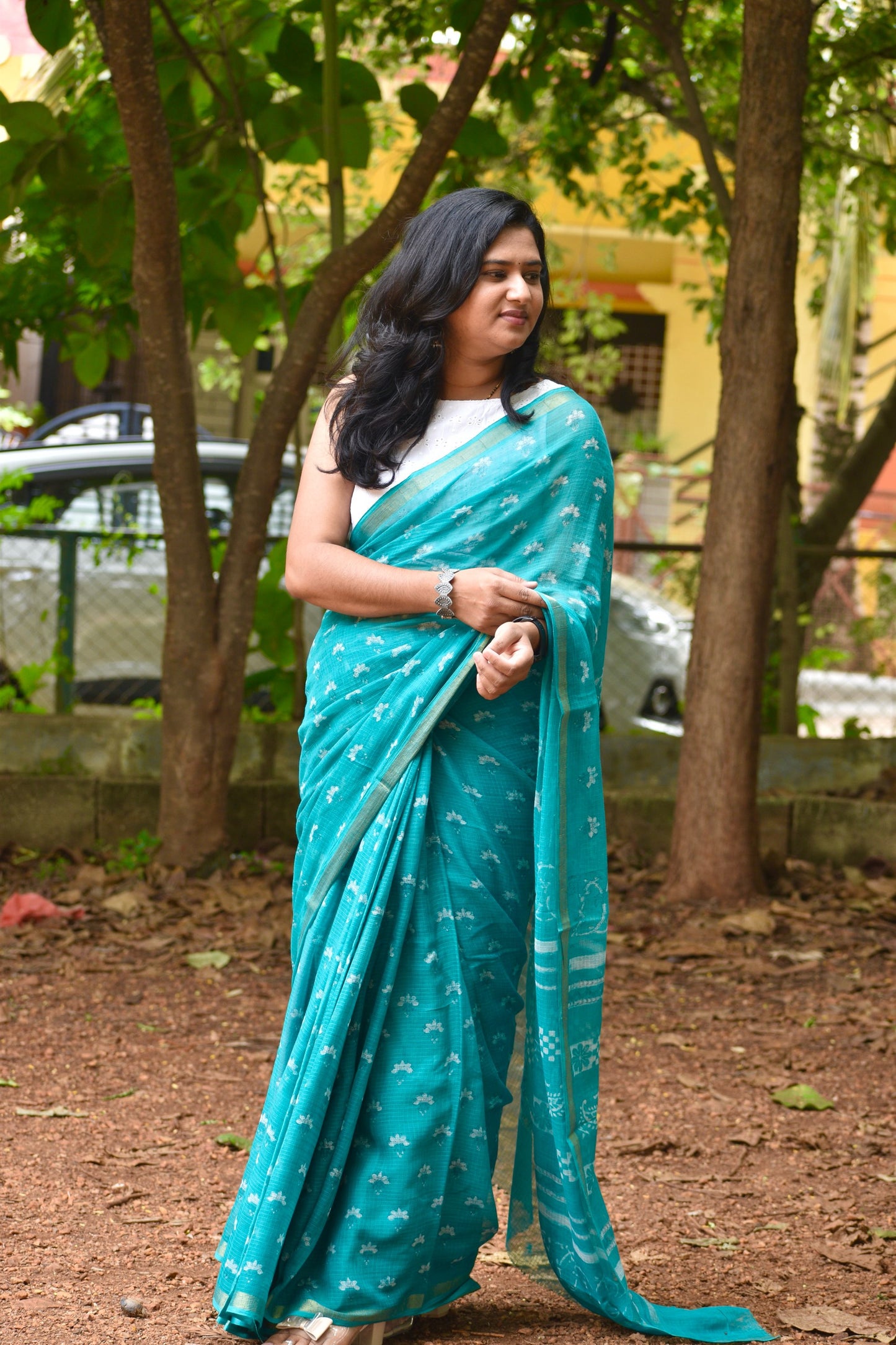 Green dabu kota saree