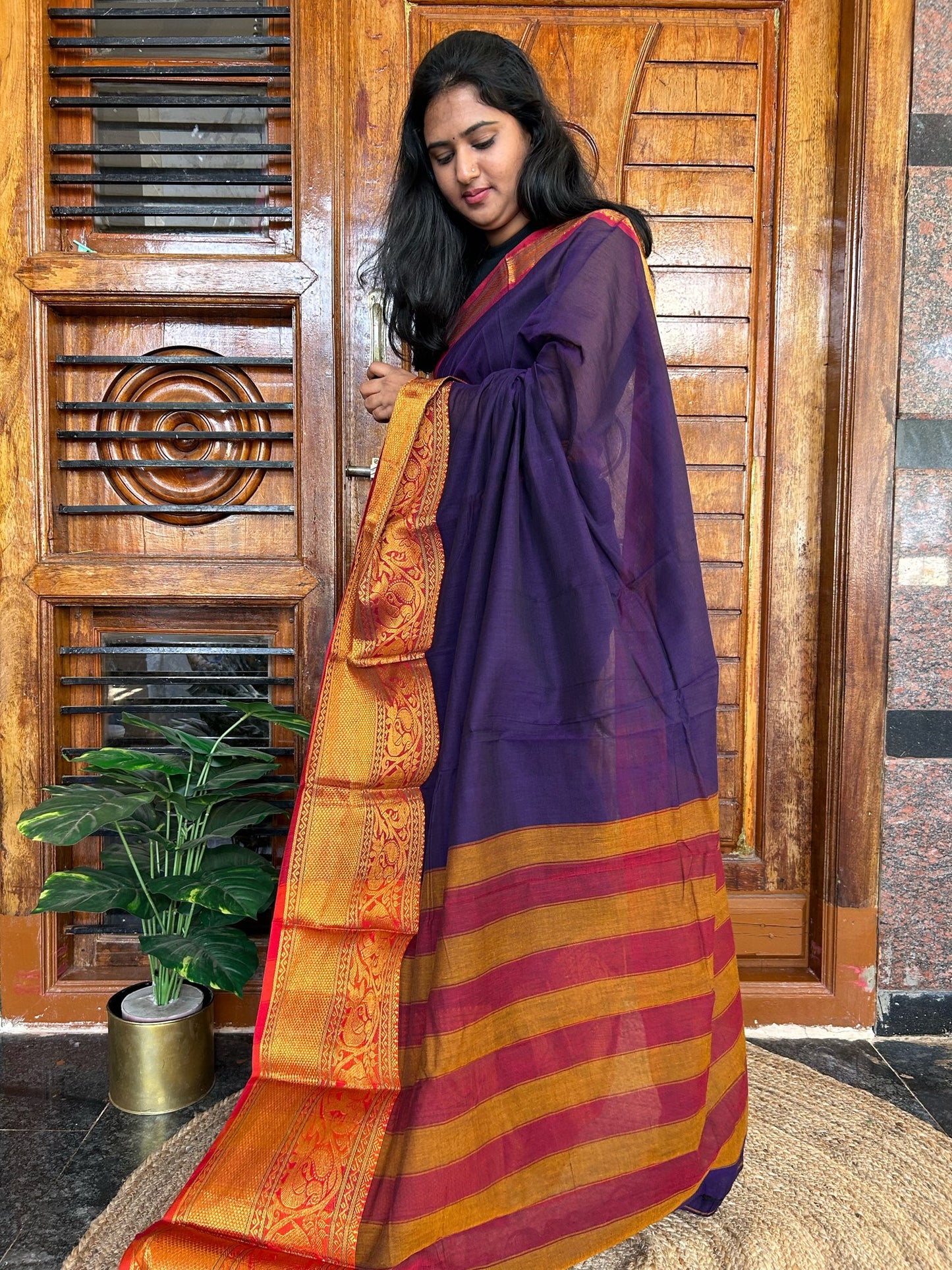 Purple Narayanpet saree.