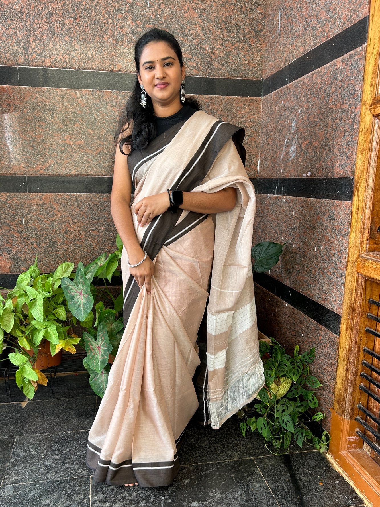 BROWN PATTEDANCHU SAREE.