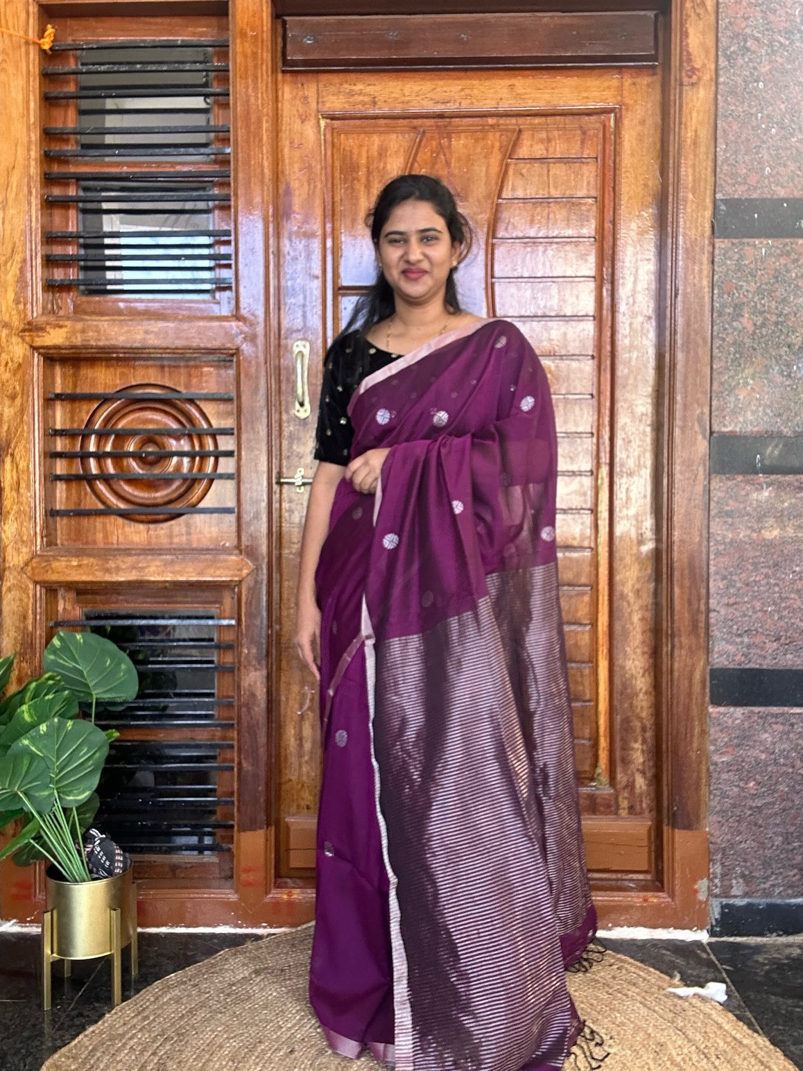 PURPLE ZARI BUTI SAREE
