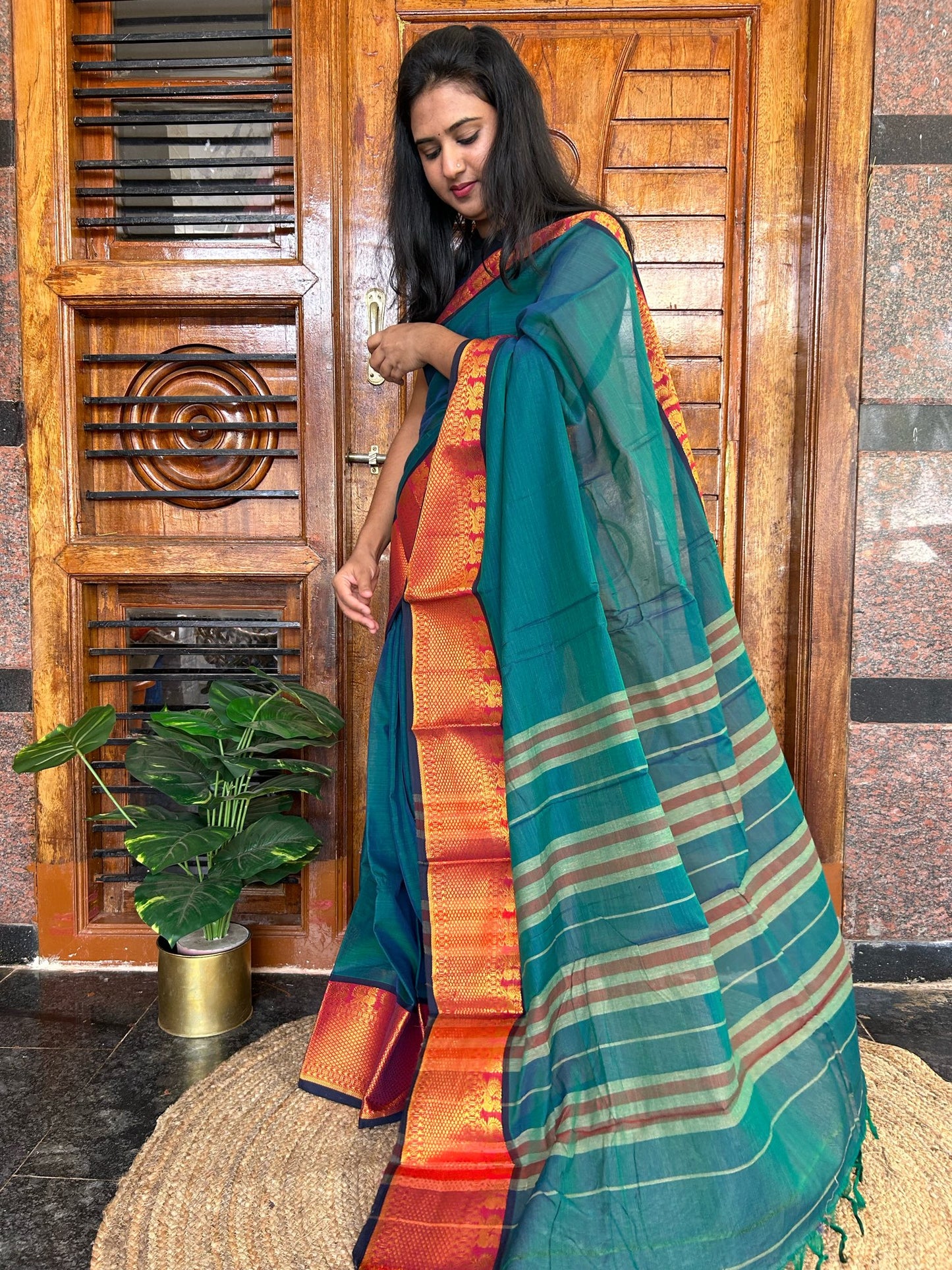 Green Narayanpet saree.