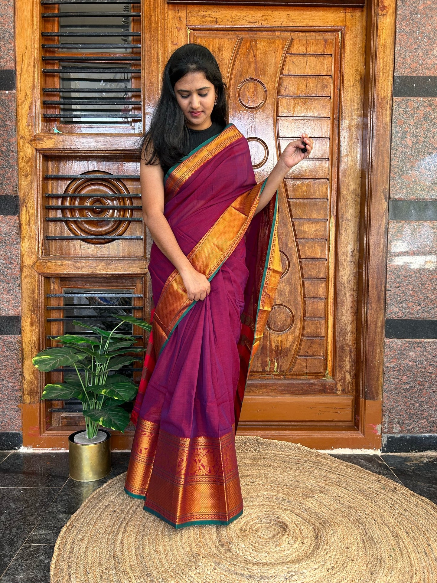 Pink Narayanpet saree.