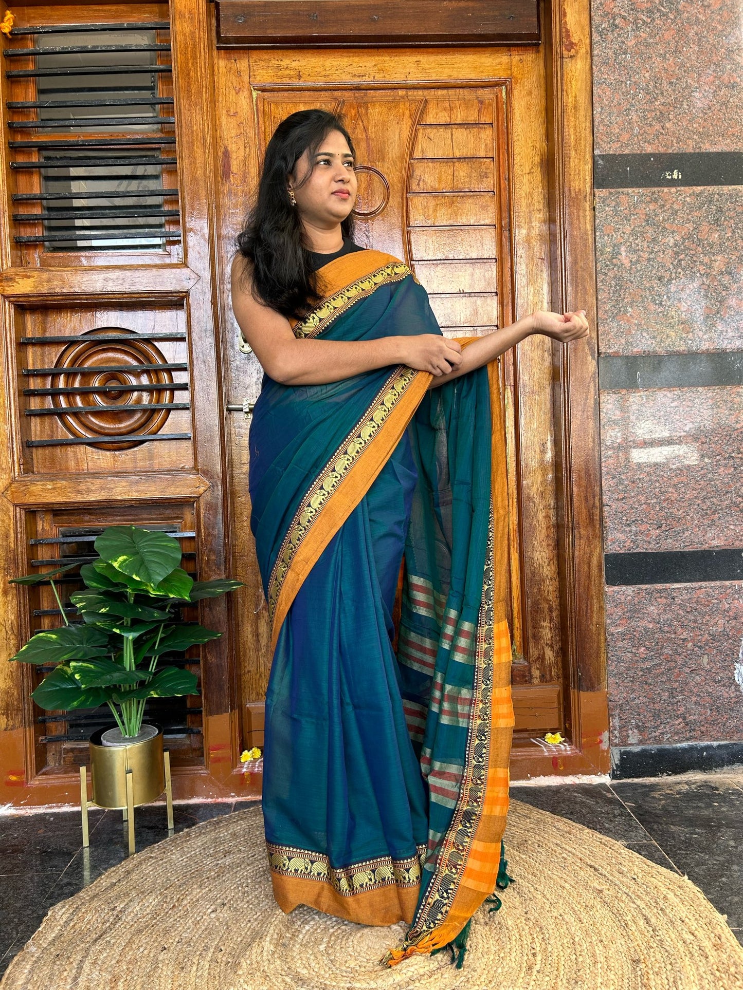 Blue Narayanpet saree.