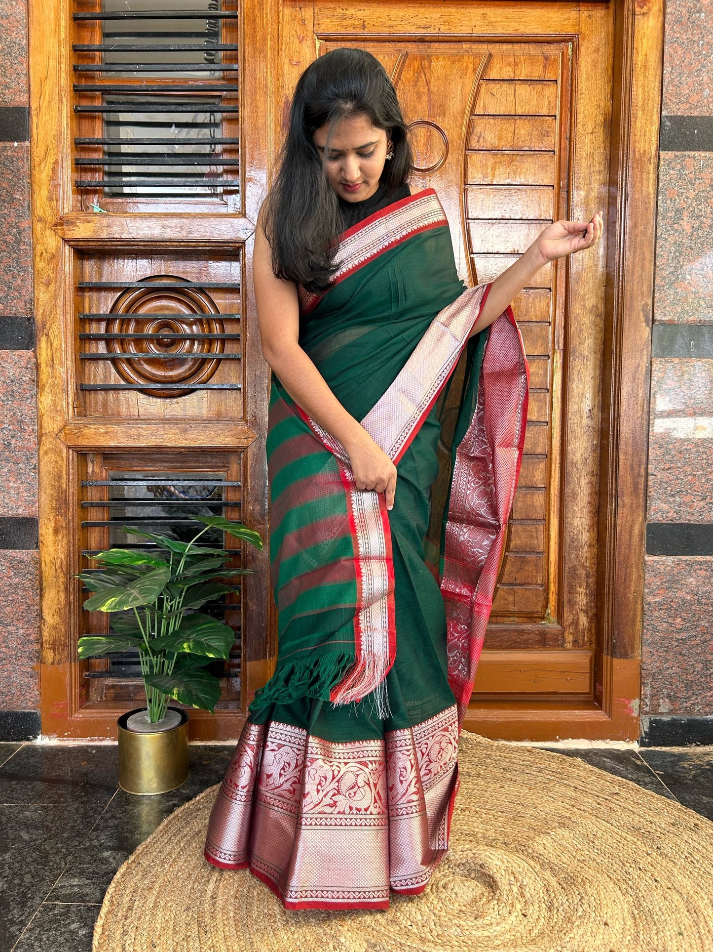 Green Narayanpet saree.