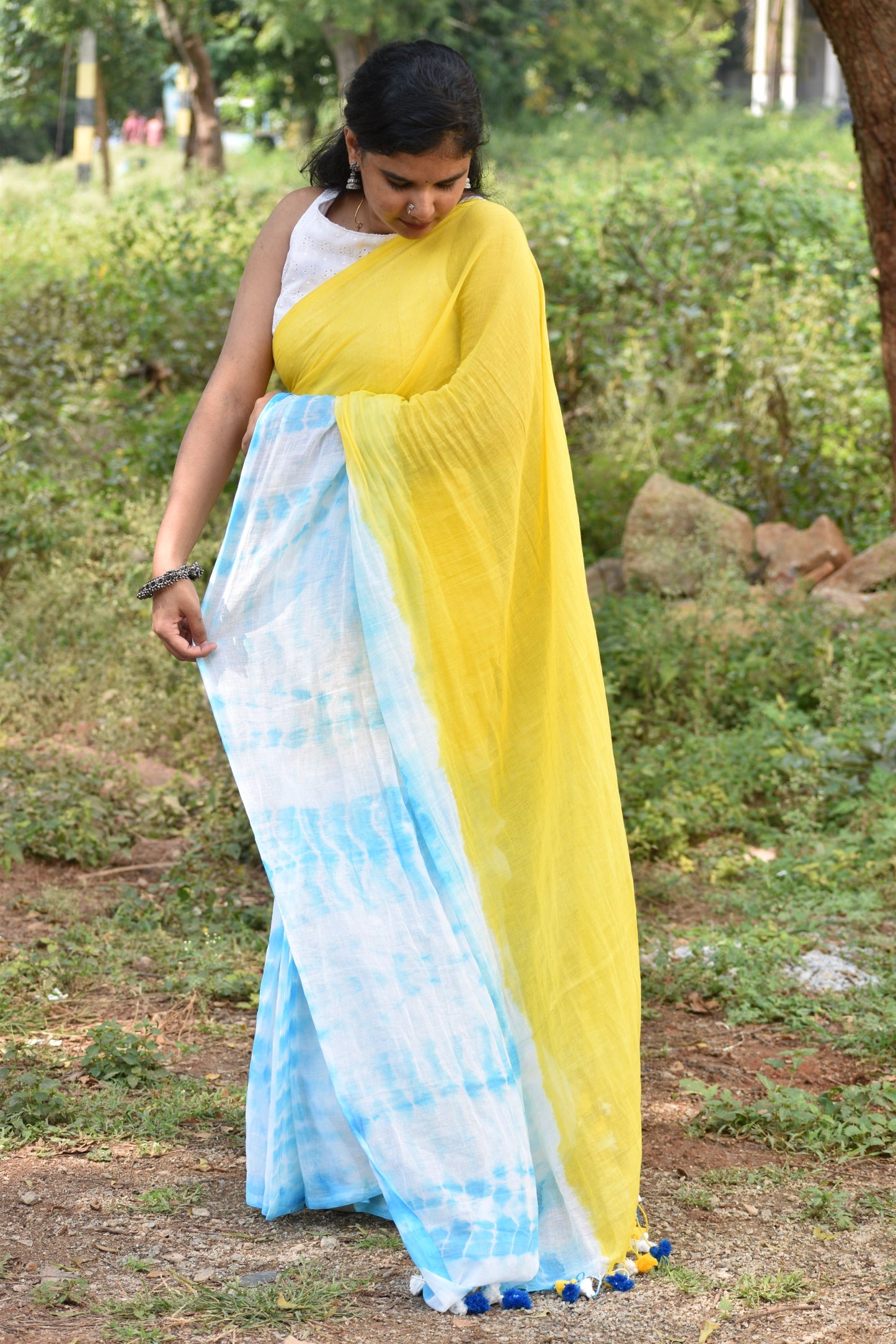 YELLOW MUL SAREE