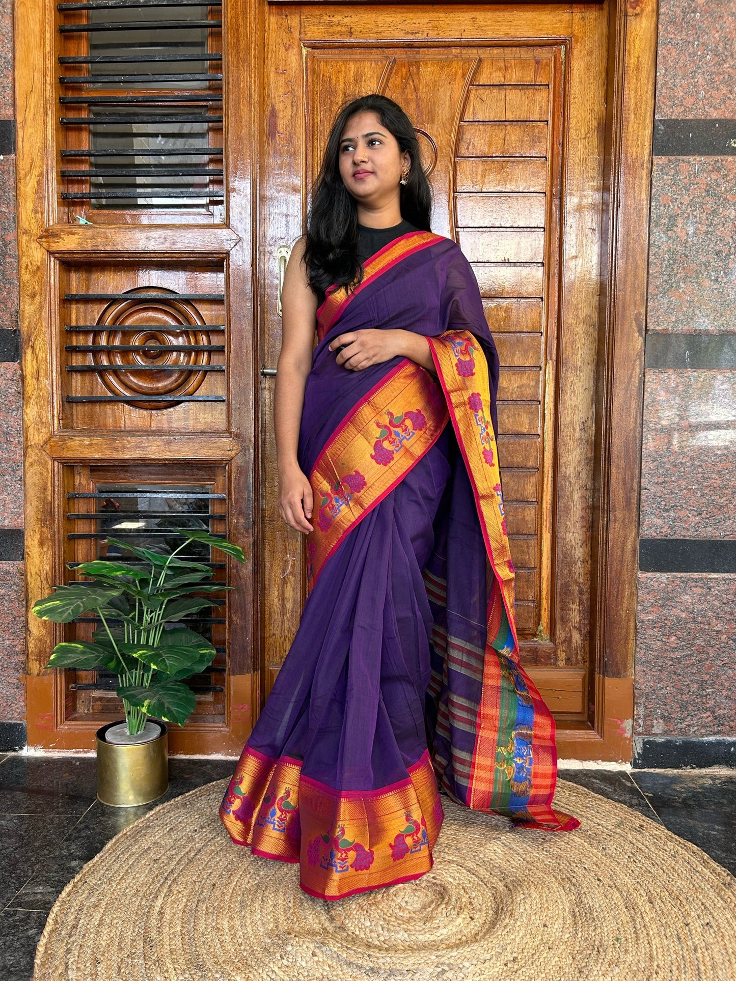 Purple Narayanpet saree.