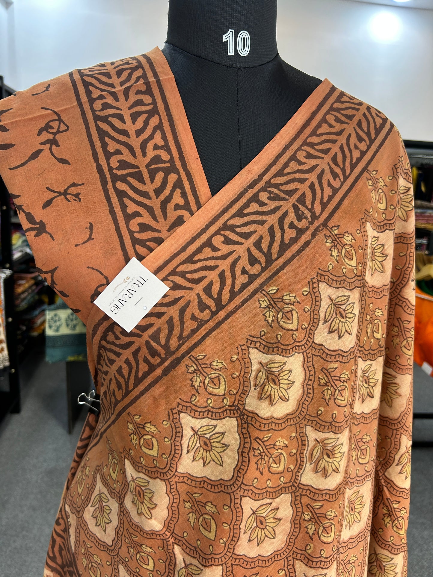 ORANGE AJRAKH MUL SAREE
