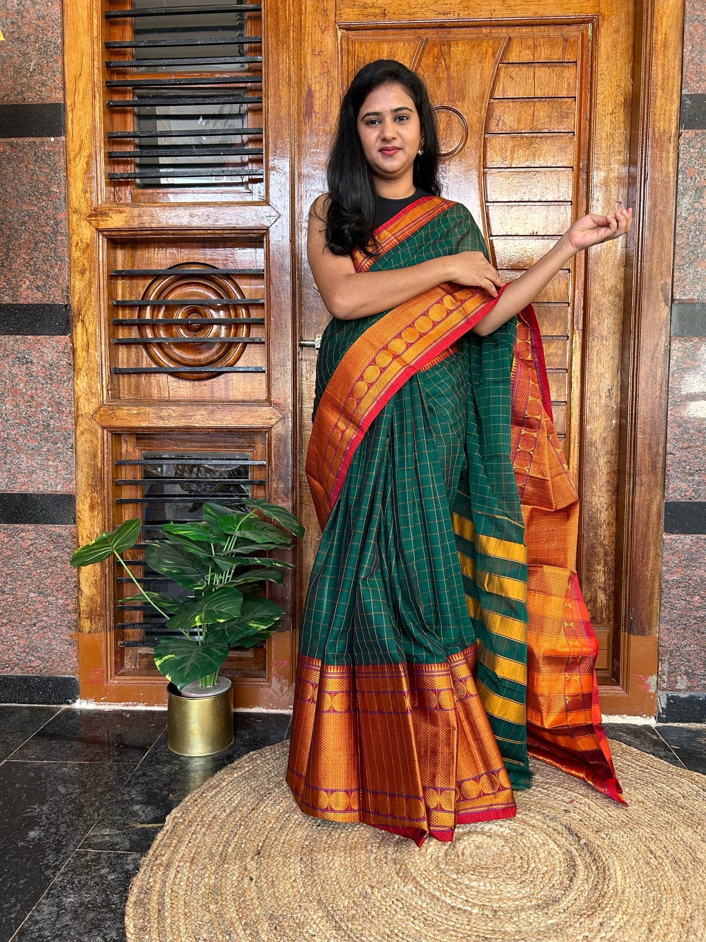 Green Narayanpet saree.