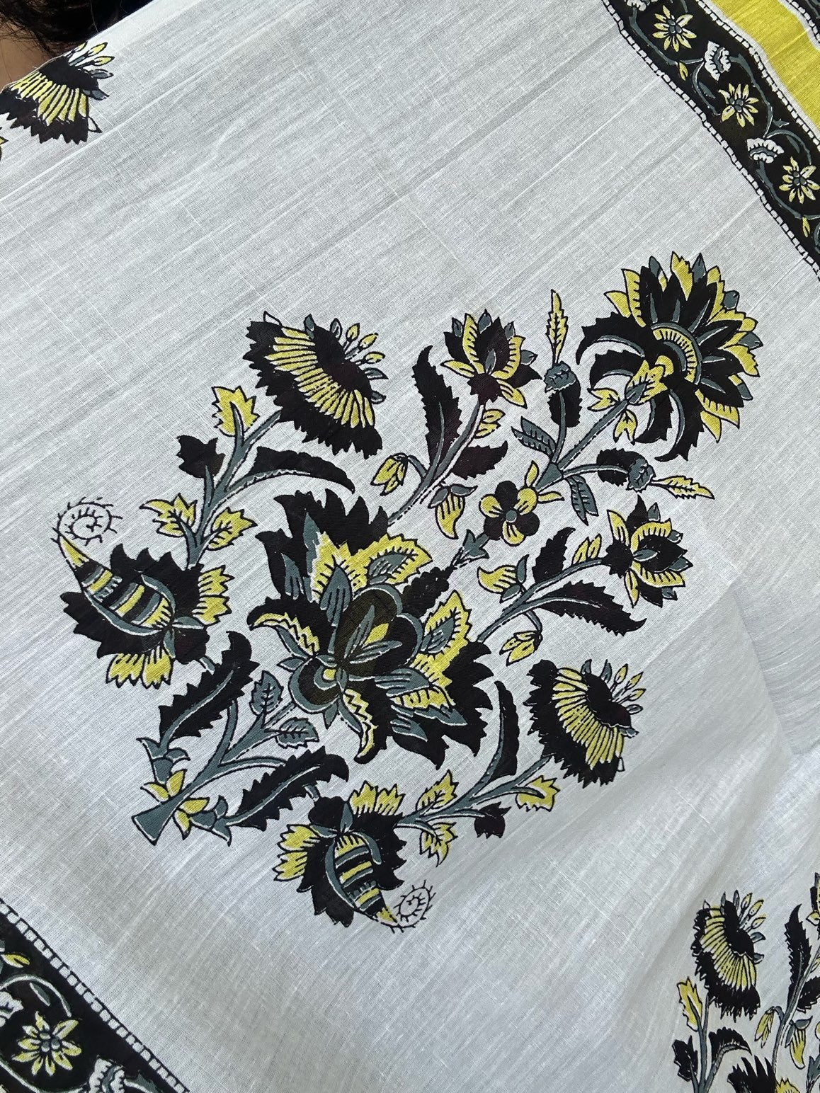 Black mulmul cotton saree