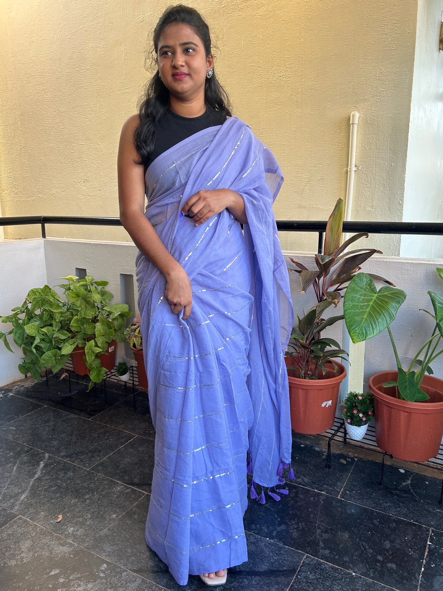 PURPLE MUL SAREE