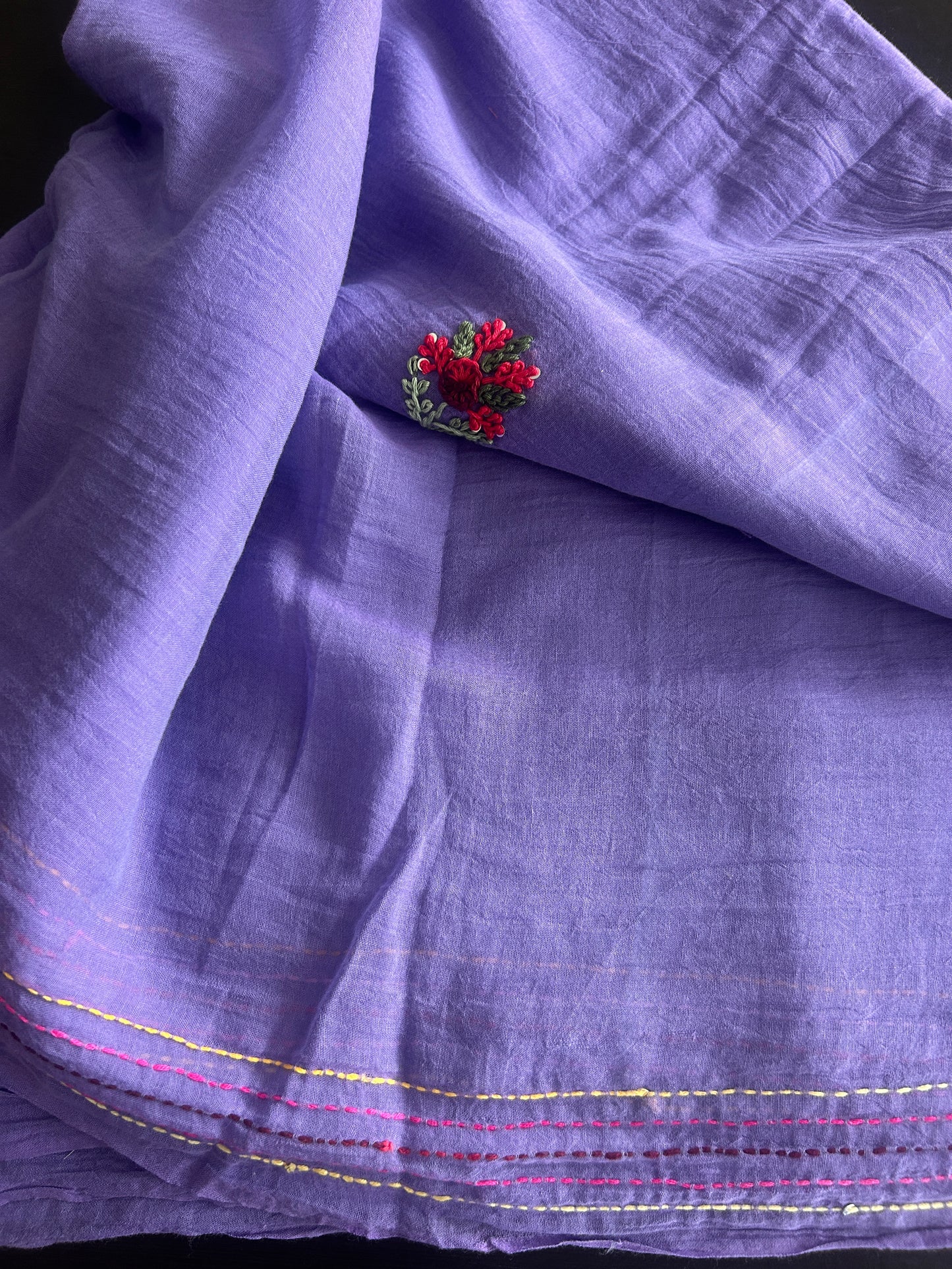 PURPLE EMBROIDERY MUL SAREE