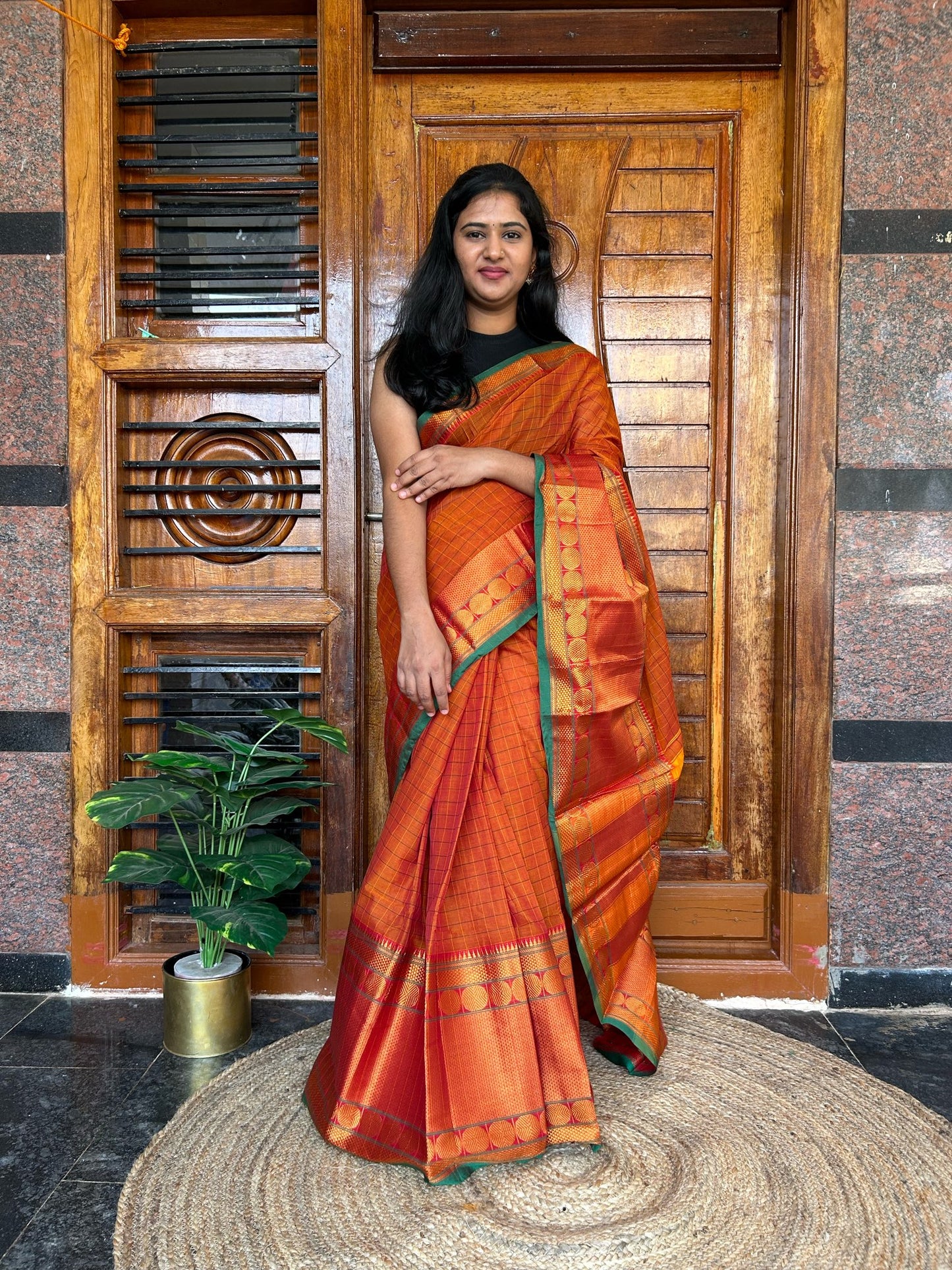 Orange Narayanpet saree.