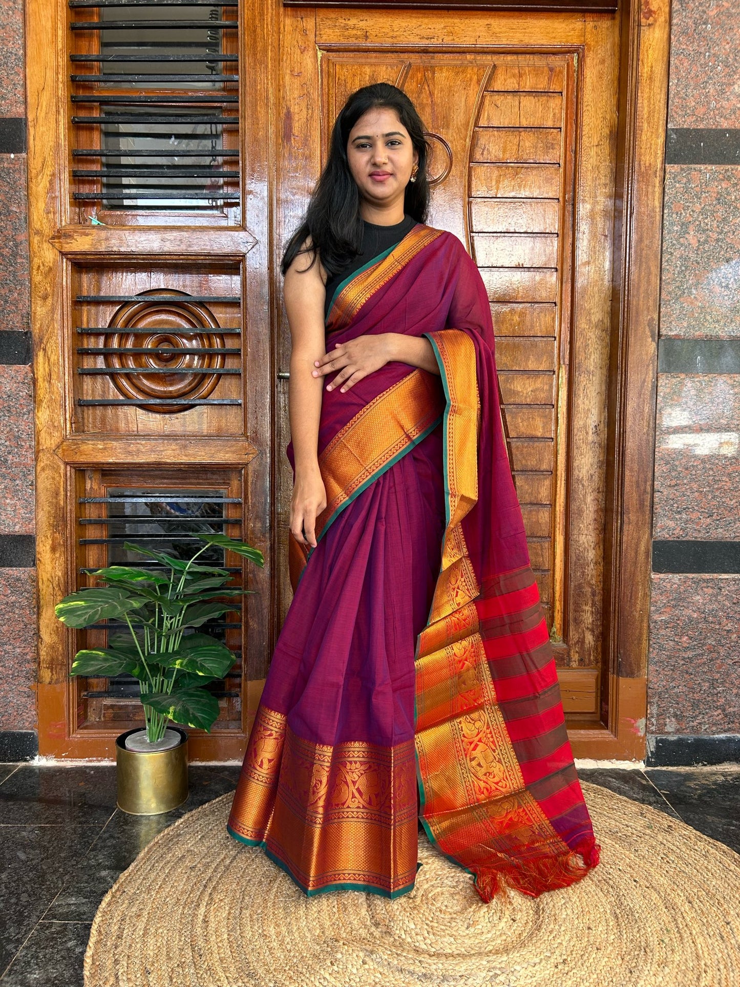 Pink Narayanpet saree.