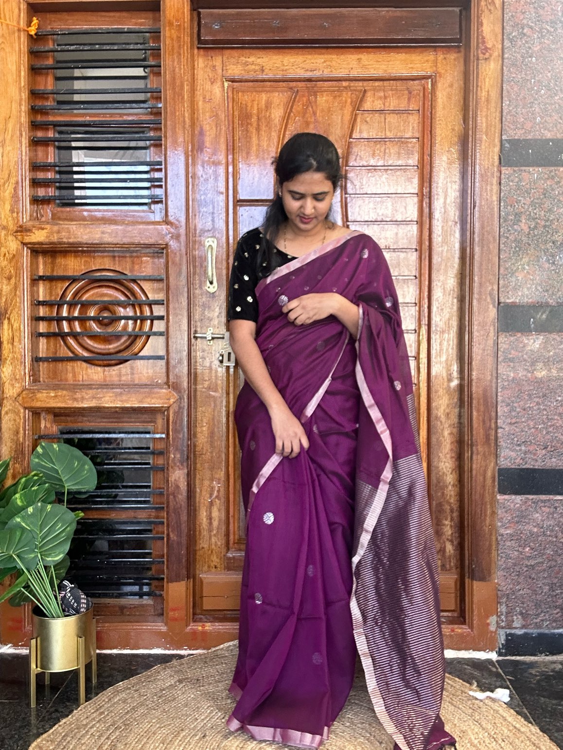 PURPLE ZARI BUTI SAREE