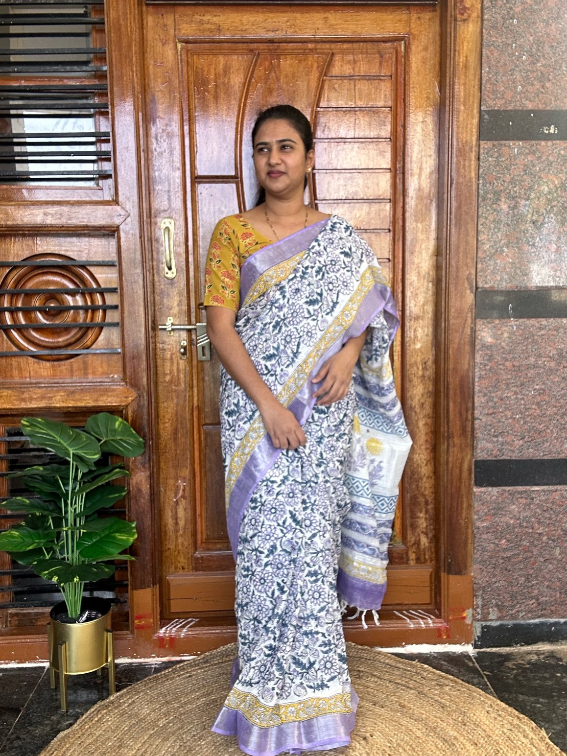 PURPLE LINEN SAREE