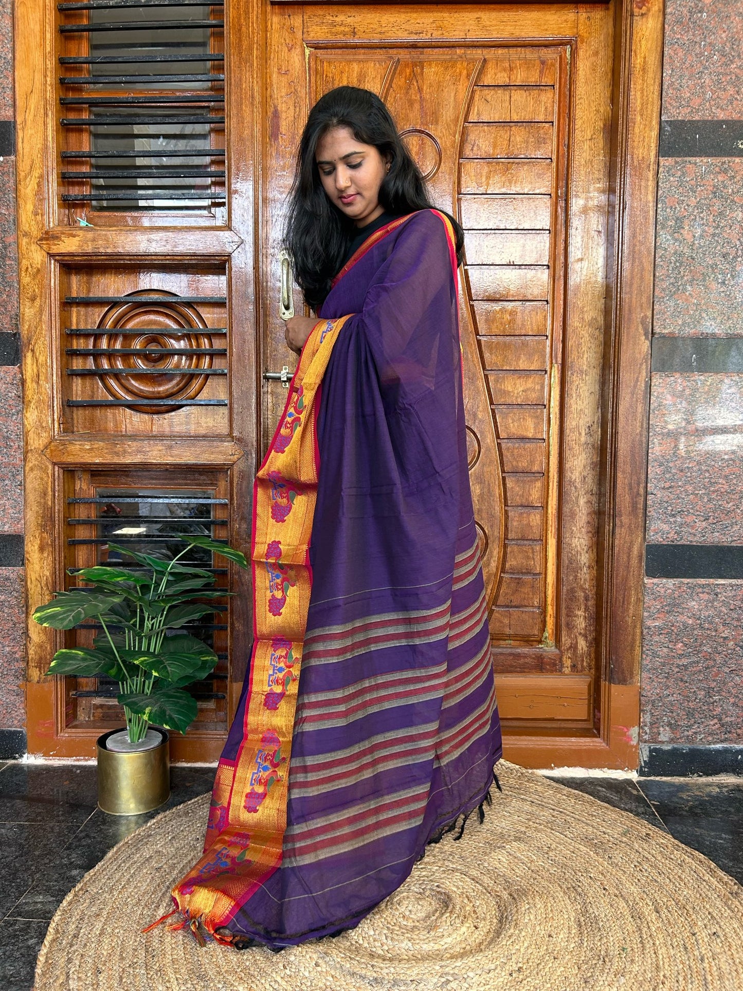 Purple Narayanpet saree.