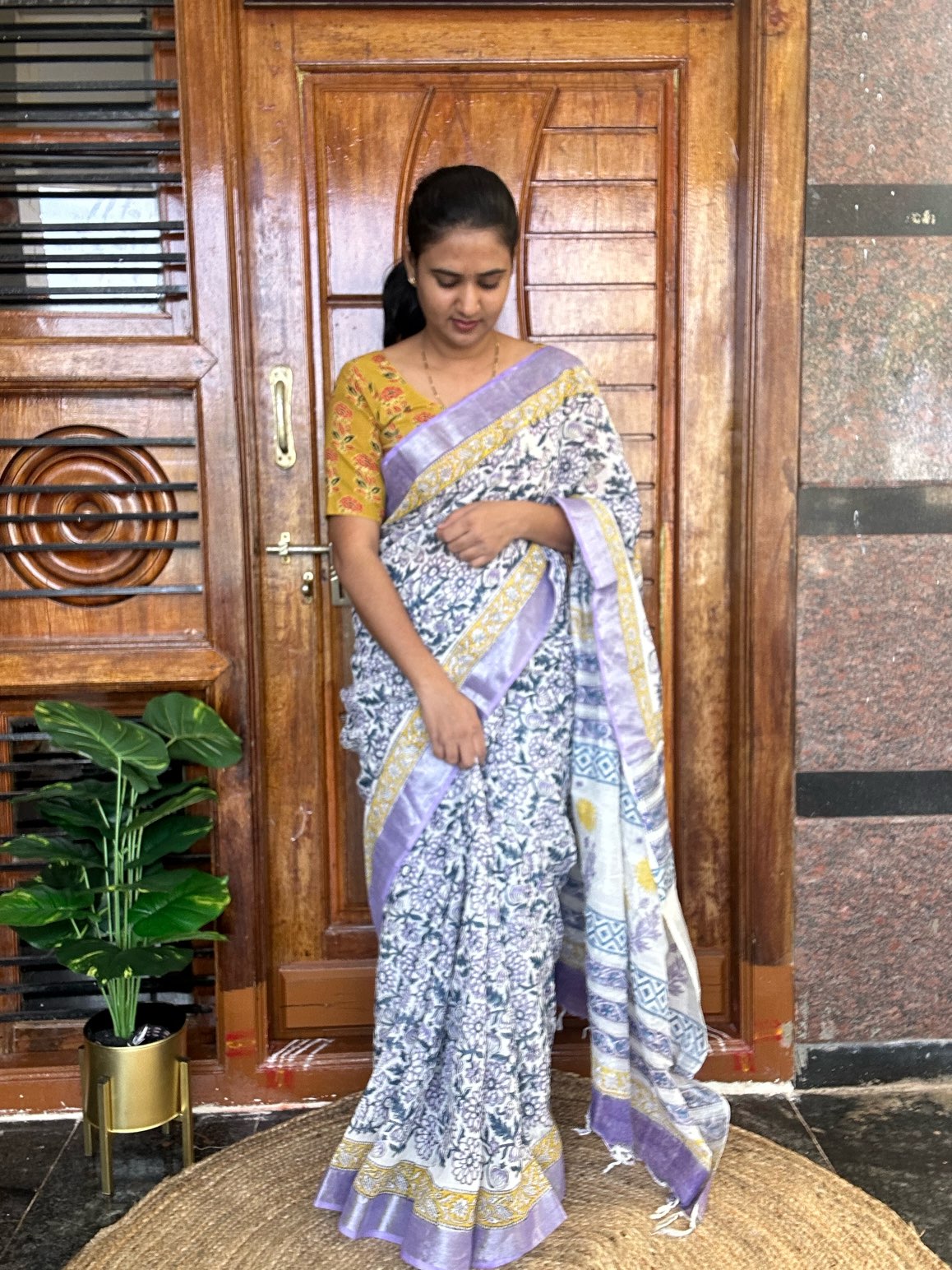PURPLE LINEN SAREE