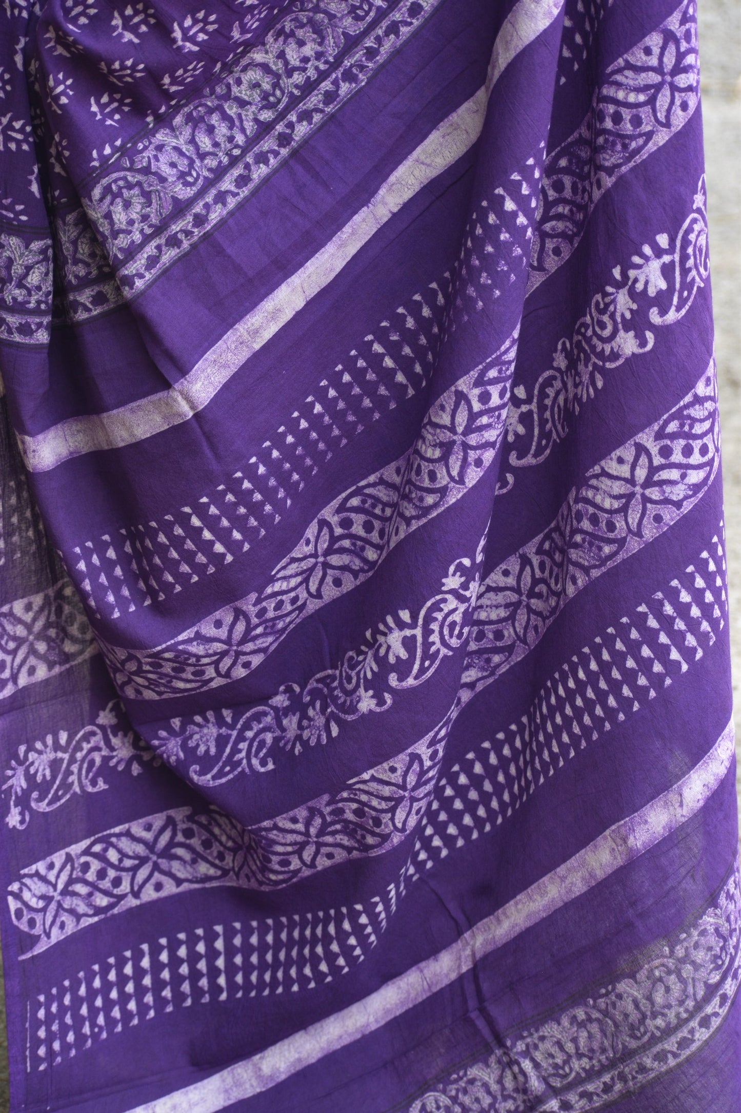 Purple dabu mul saree