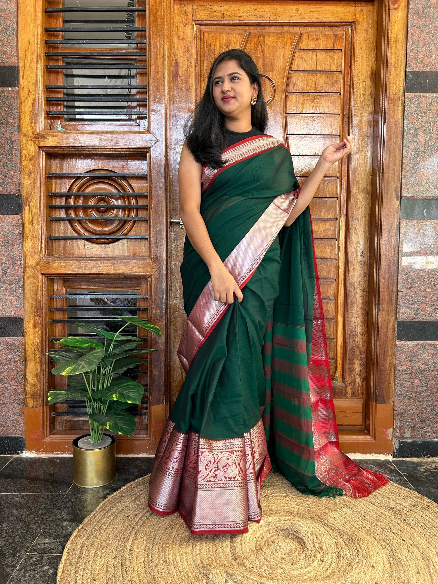 Green Narayanpet saree.