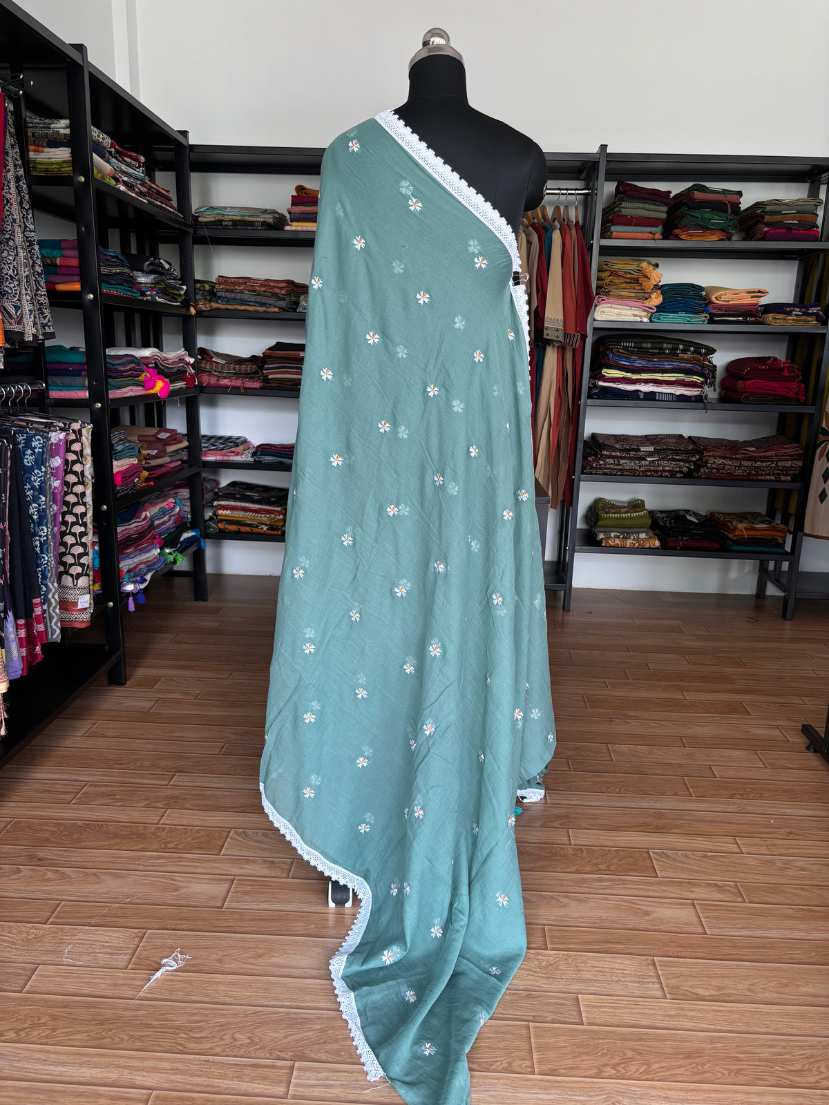 BLUE PARIJATHA MUL SAREE