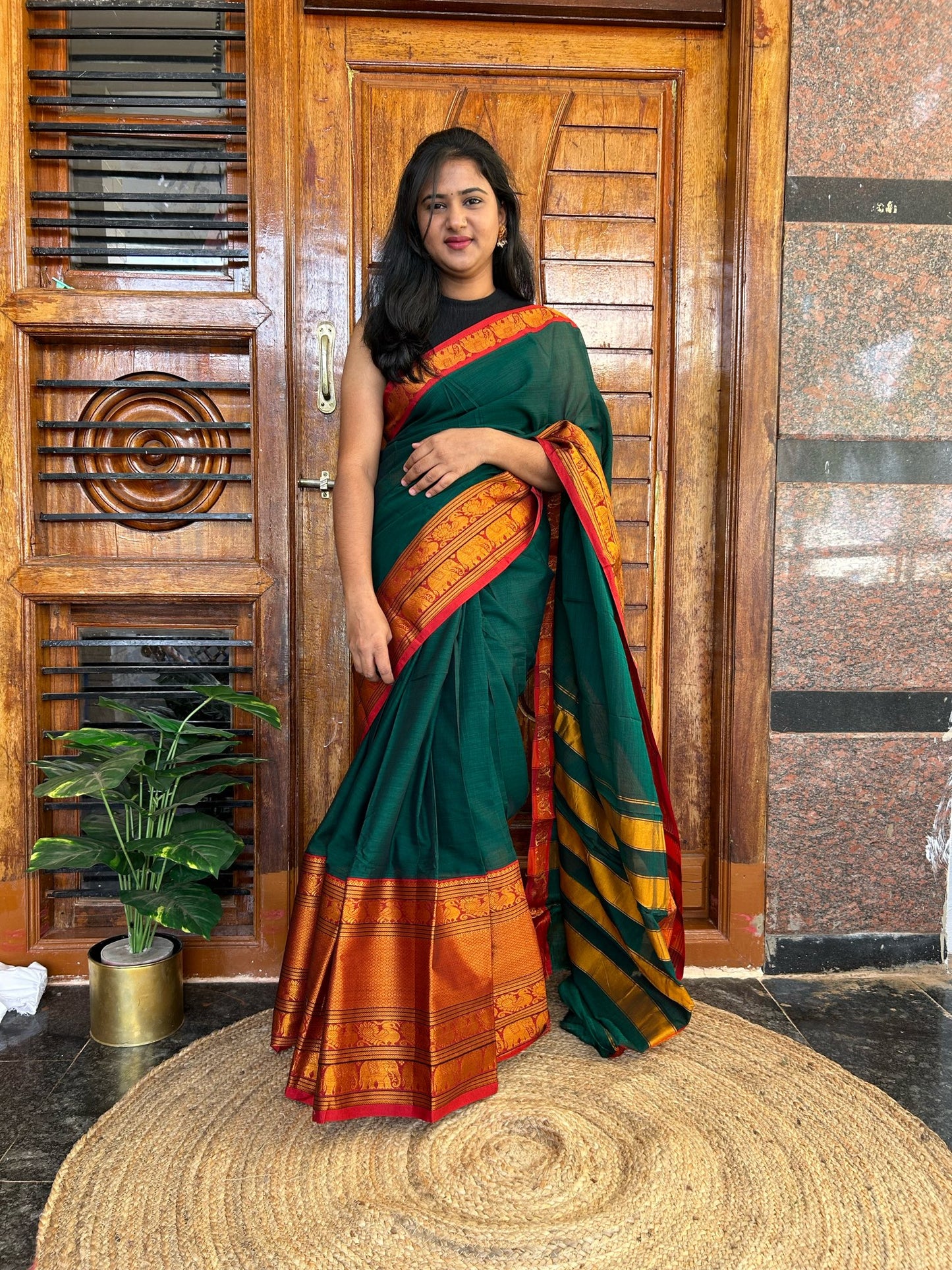 Green Narayanpet saree.