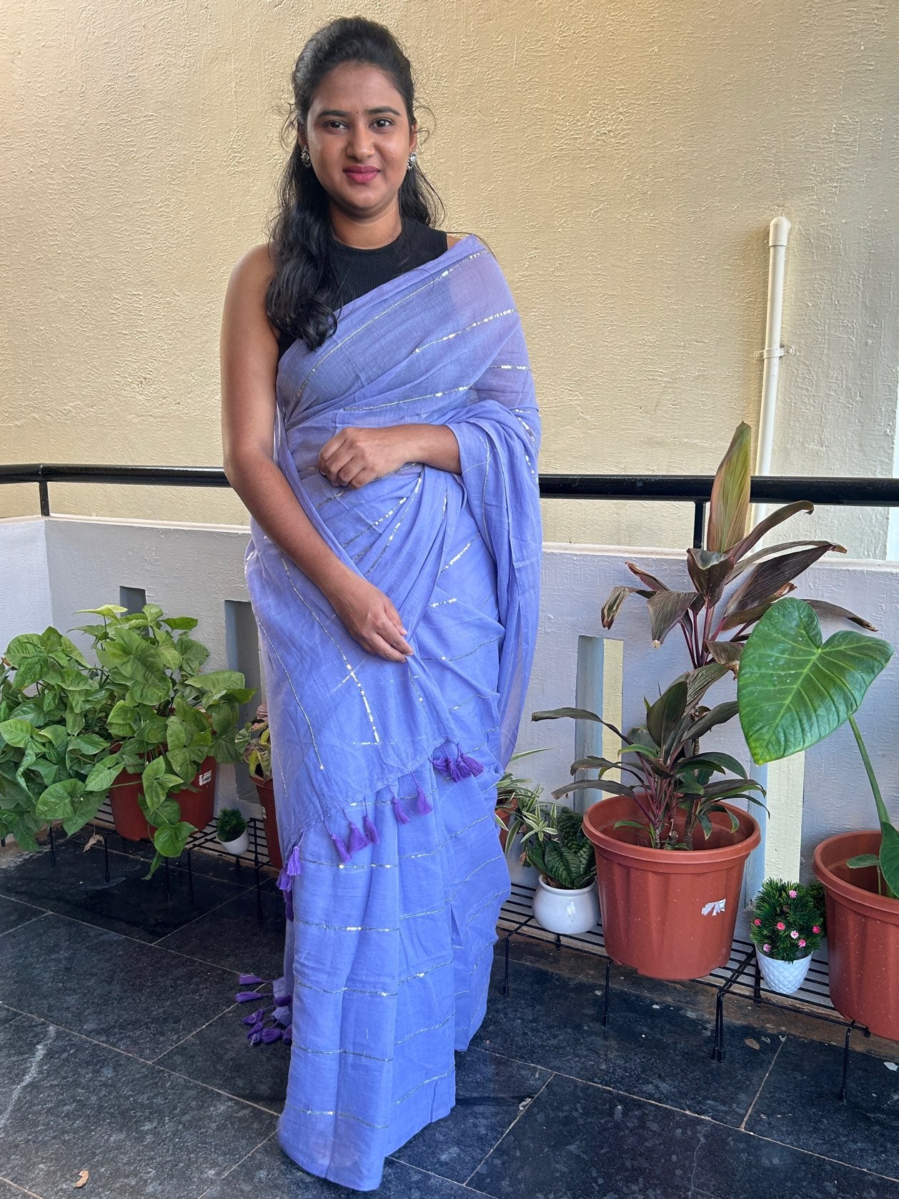PURPLE MUL SAREE