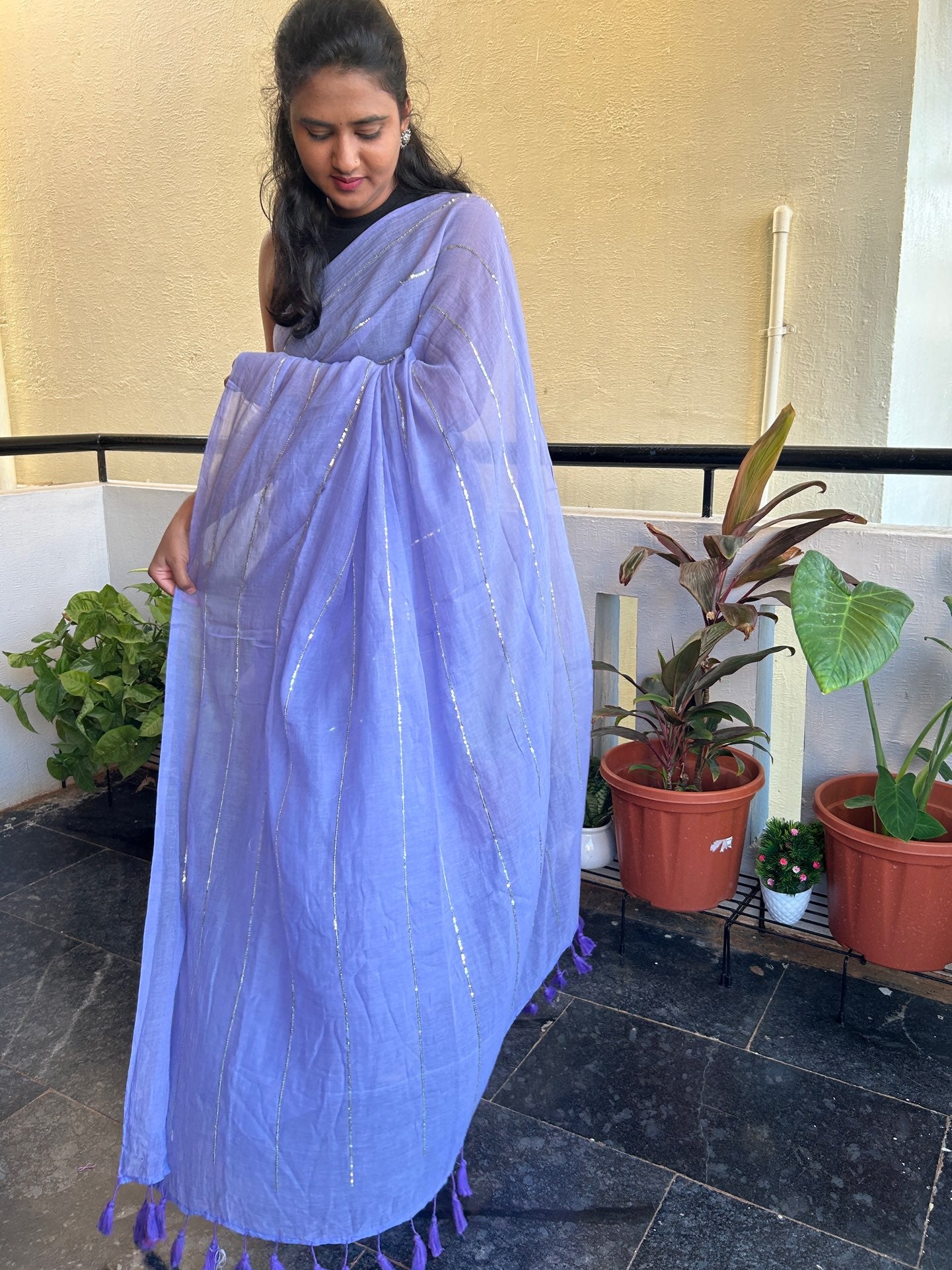 PURPLE MUL SAREE