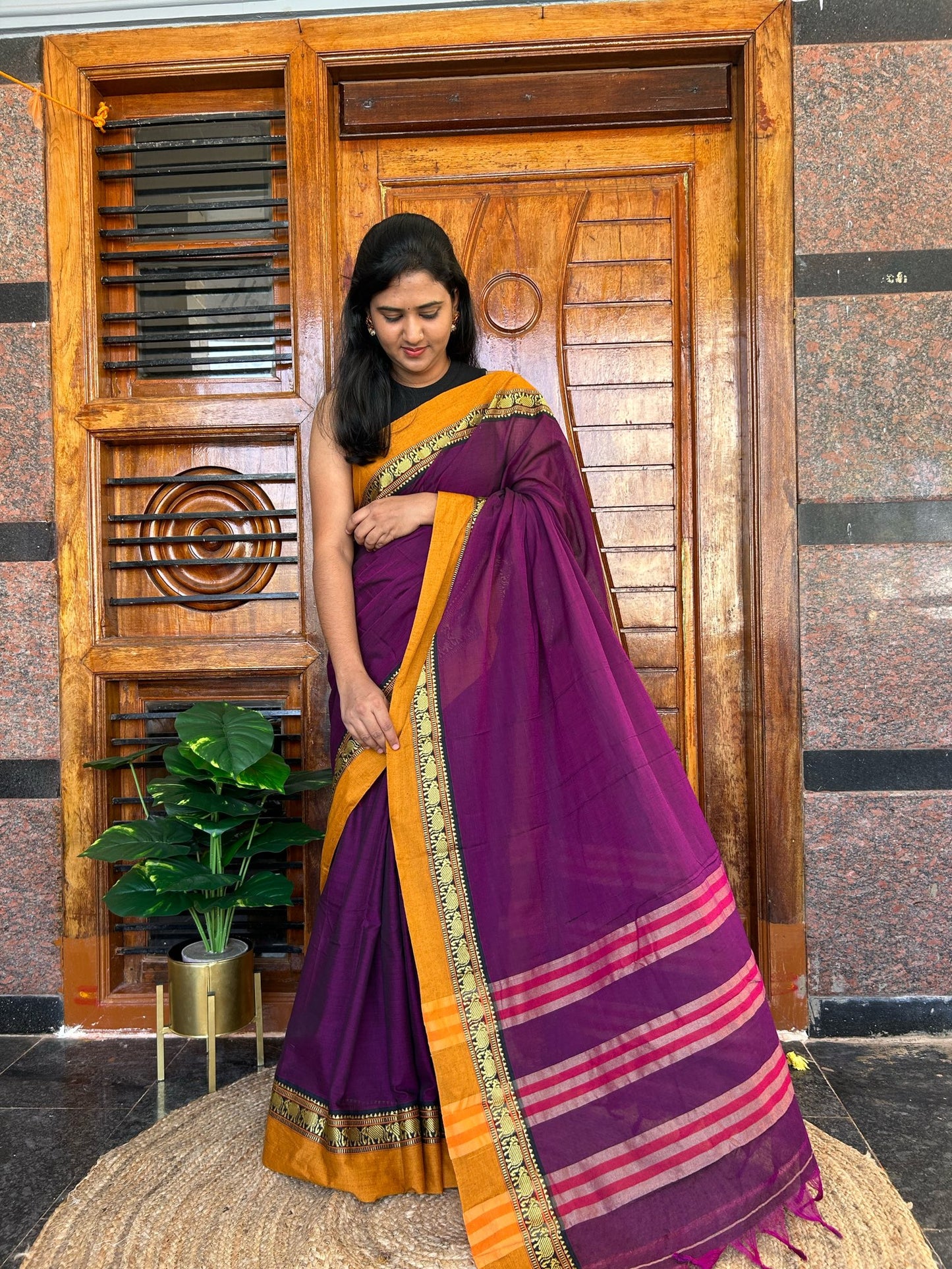 Purple Narayanpet saree.