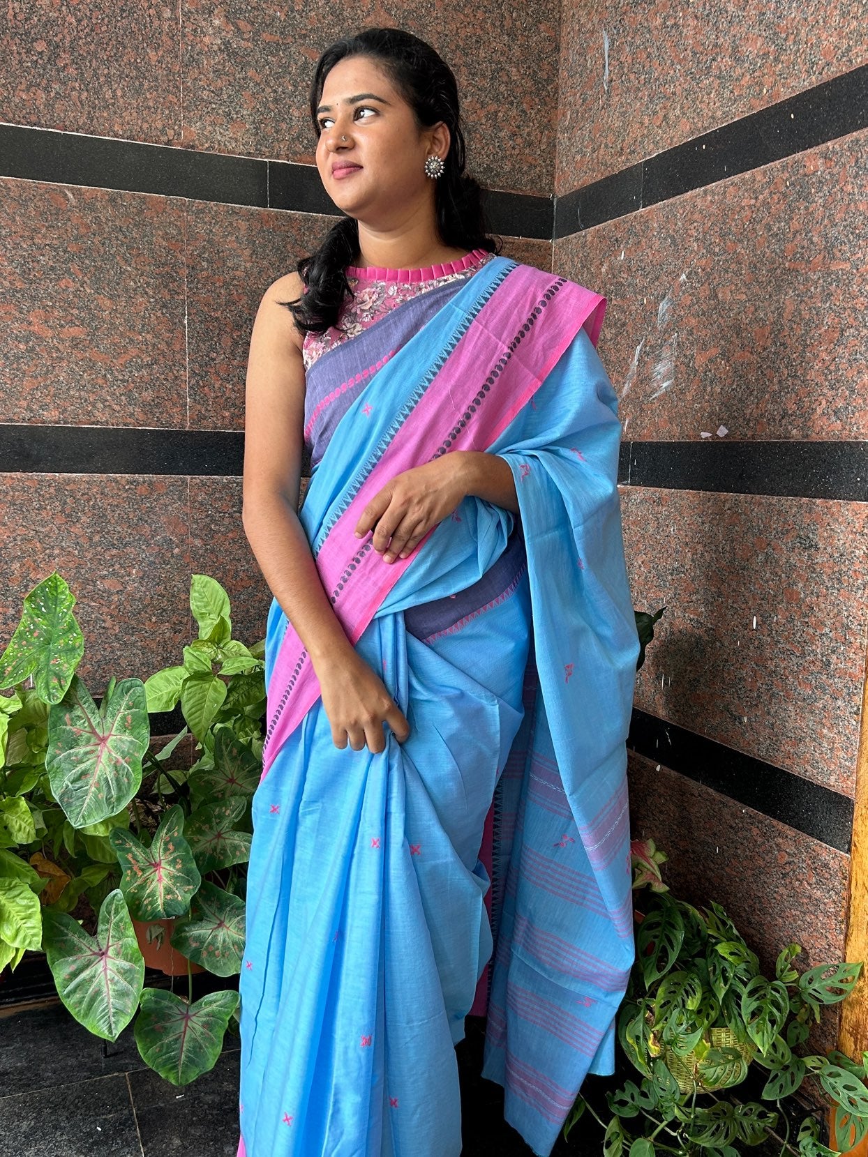 BLUE DHANIAKHALI SAREE