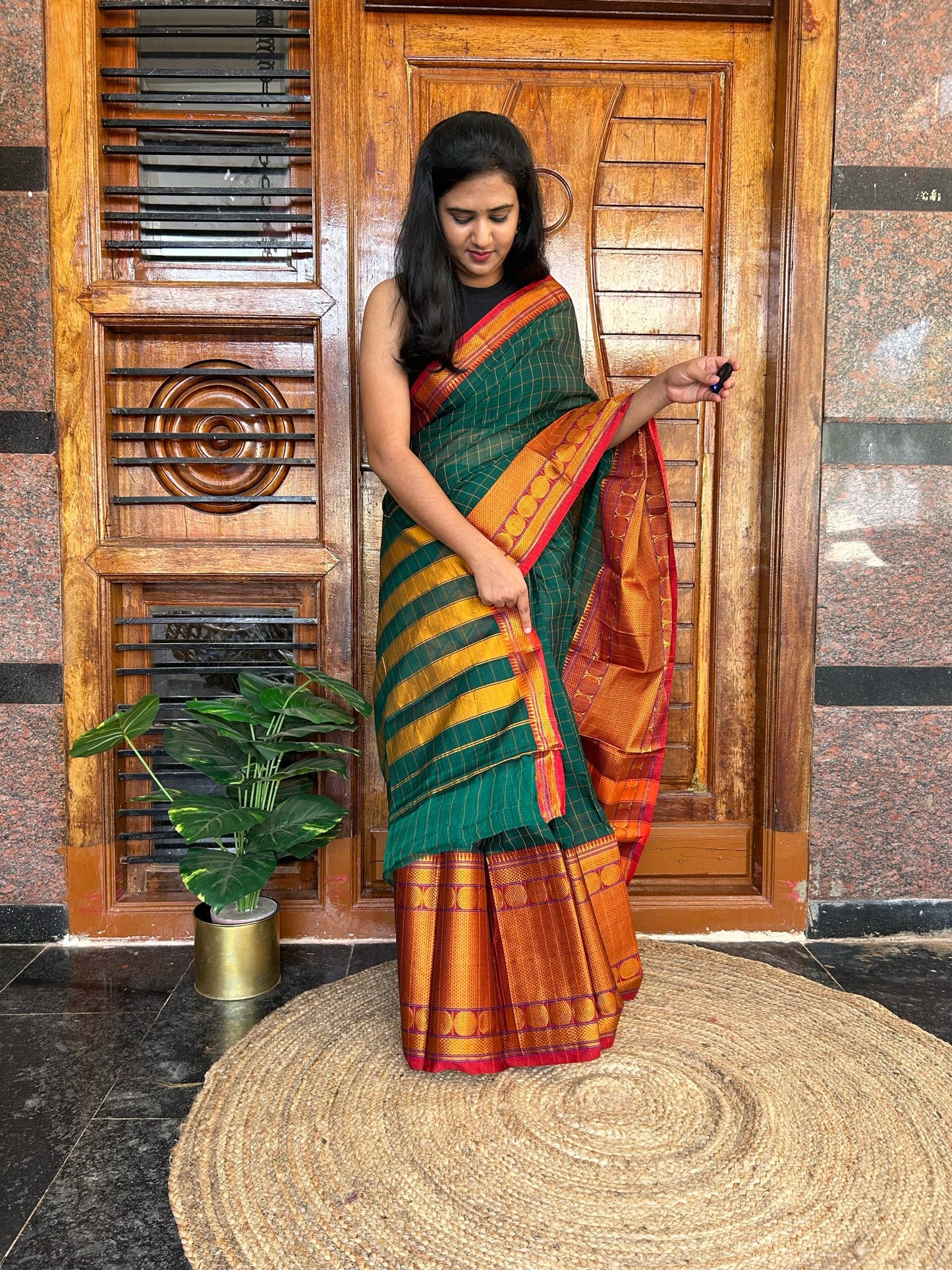Green Narayanpet saree.