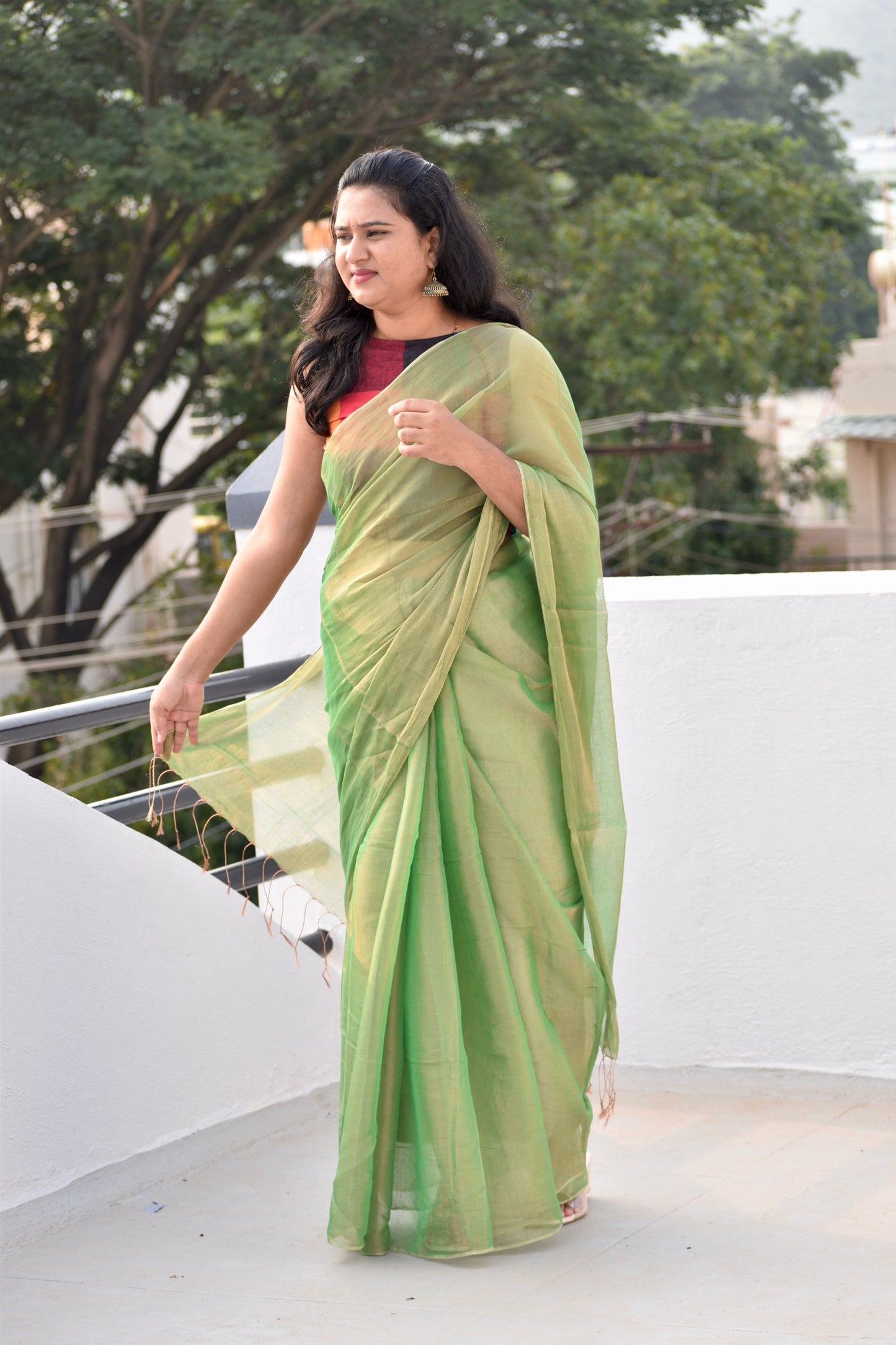 GREEN TISSUE MUL SAREE