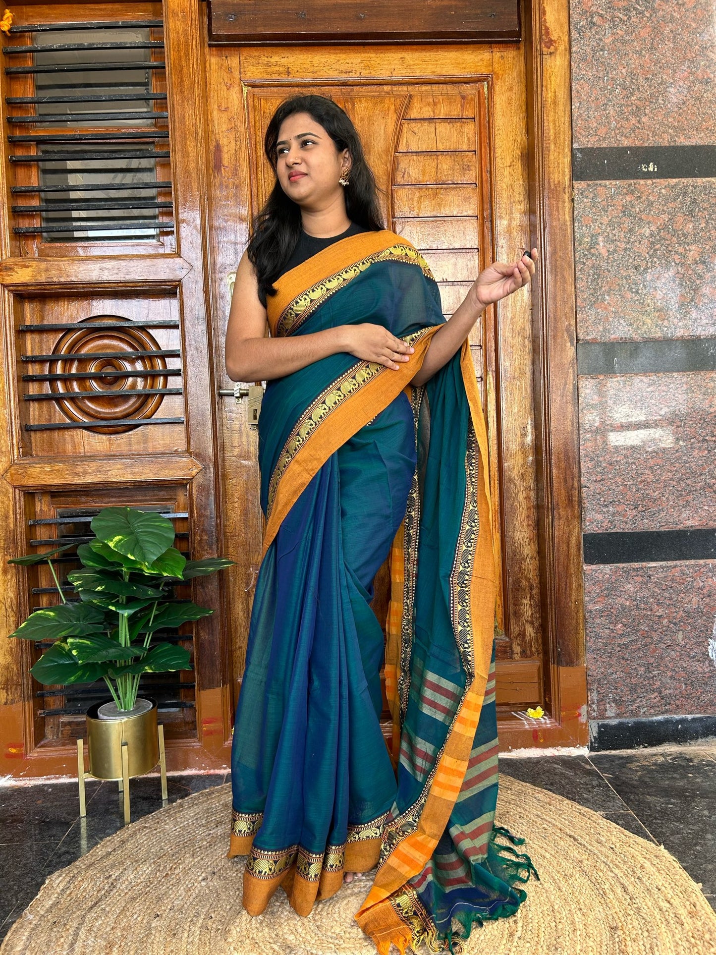 Blue Narayanpet saree.