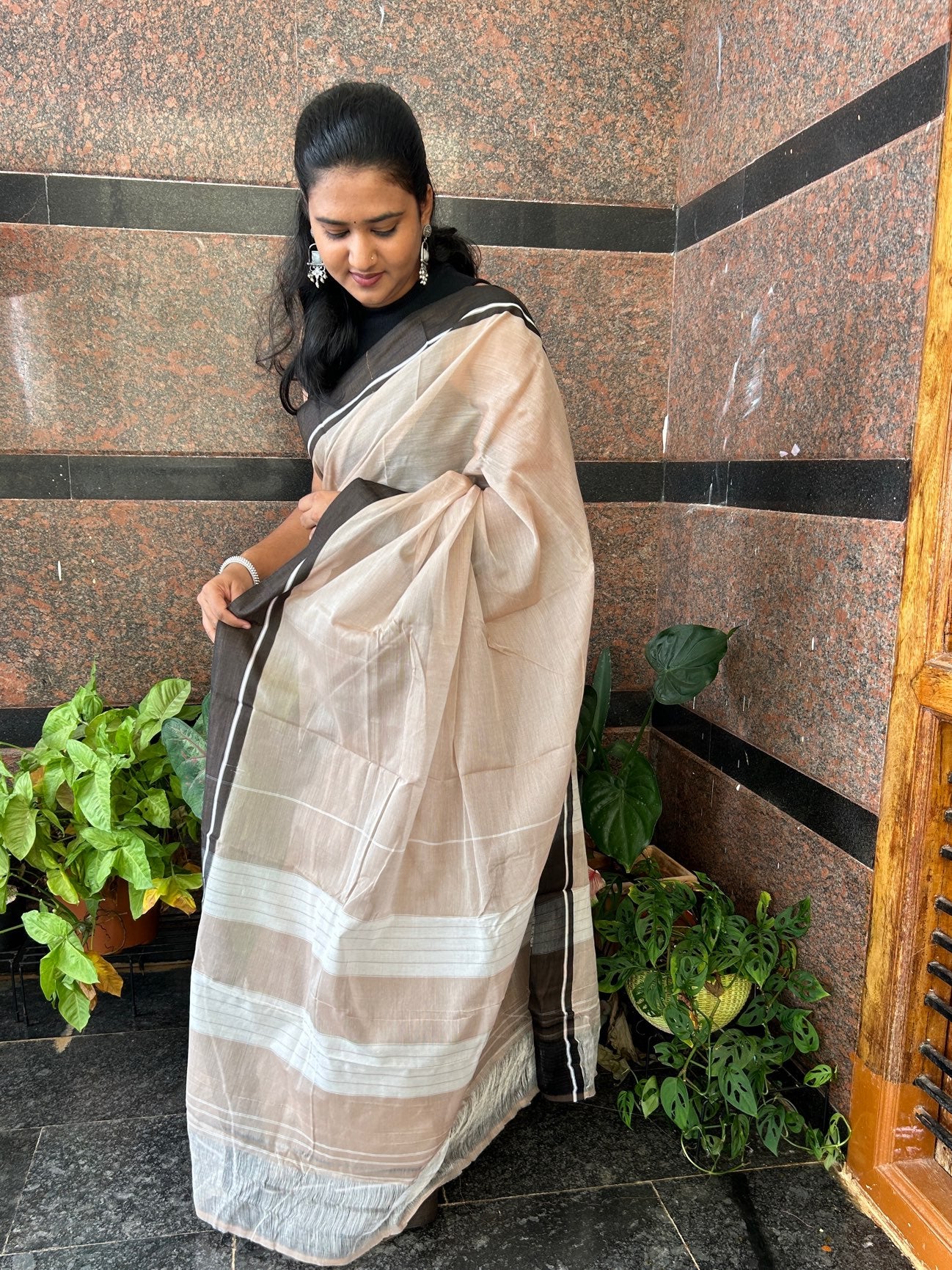 BROWN PATTEDANCHU SAREE.