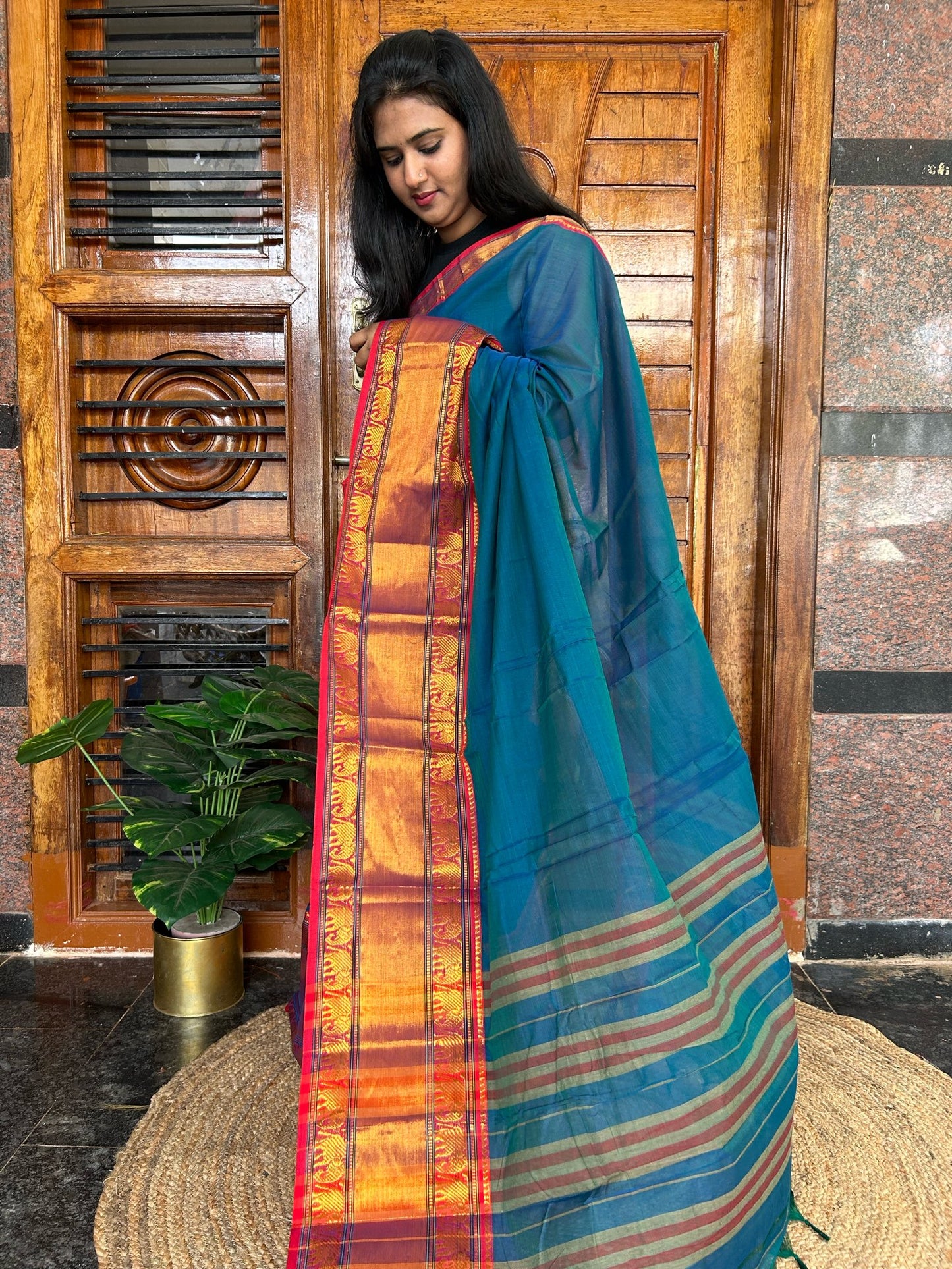 Blue Narayanpet saree.
