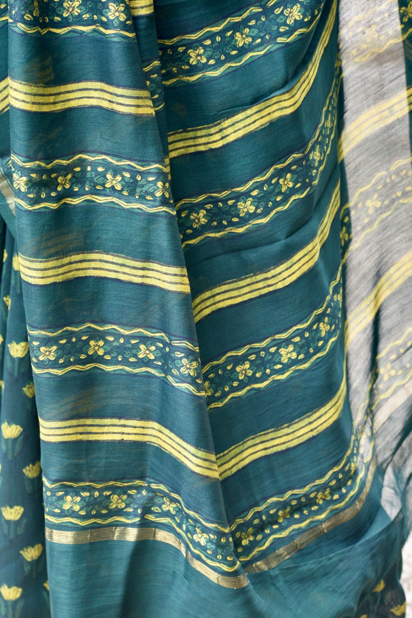 Green dabu chanderi silk saree