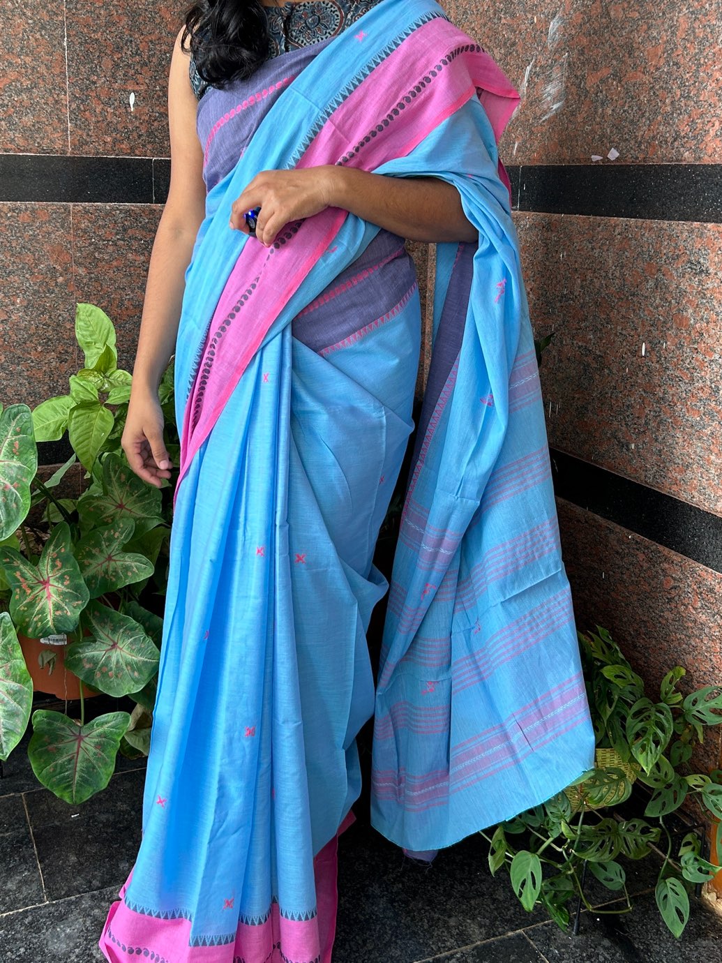 BLUE DHANIAKHALI SAREE