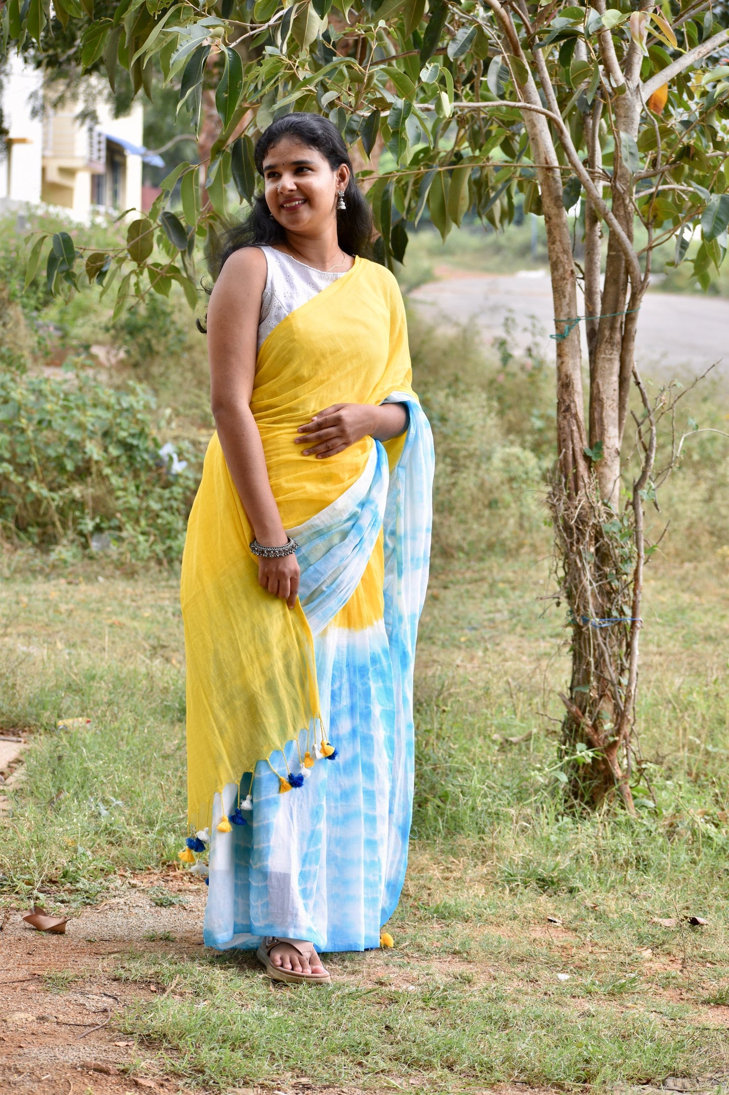 YELLOW MUL SAREE