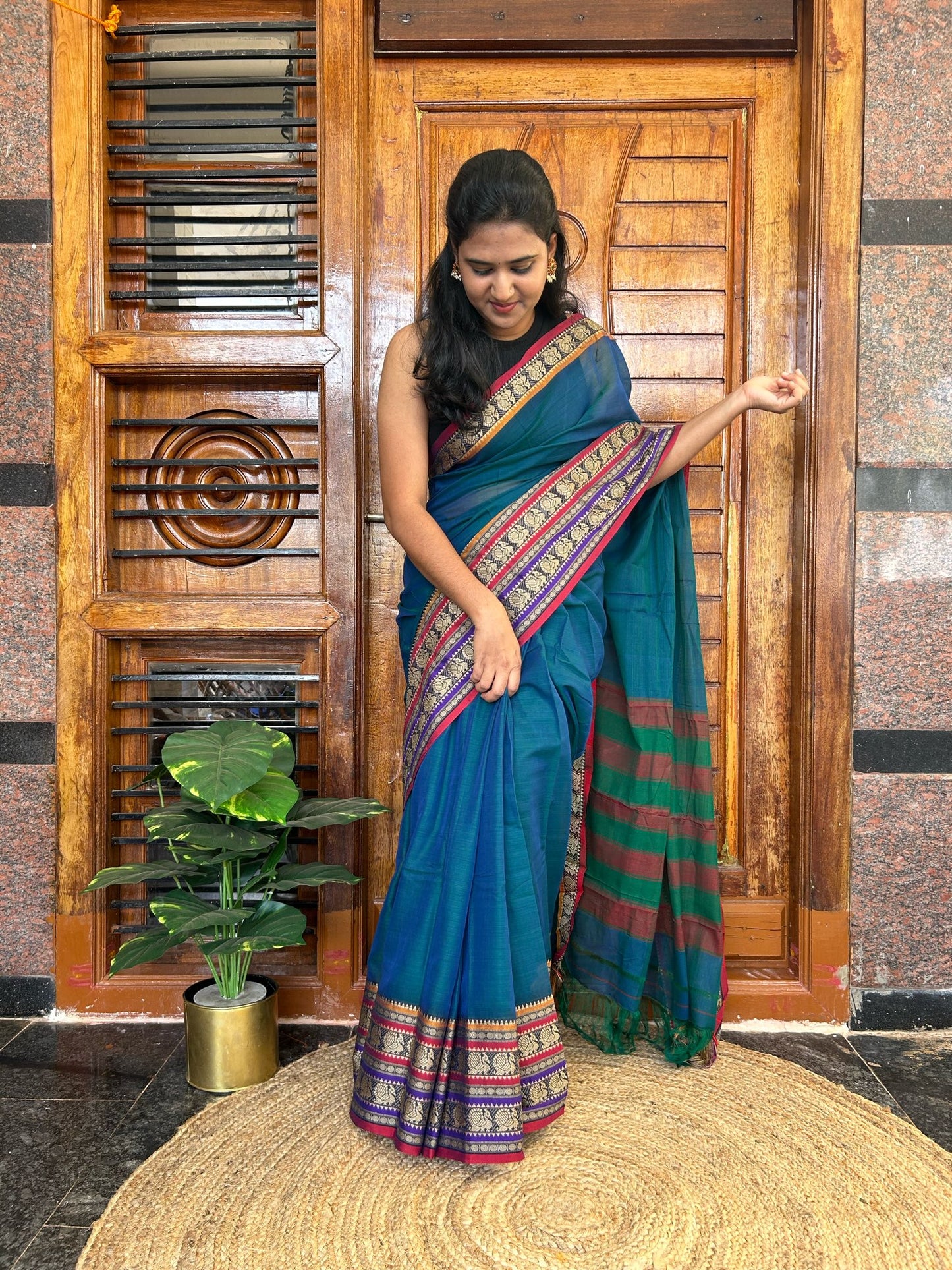 Blue Narayanpet saree.