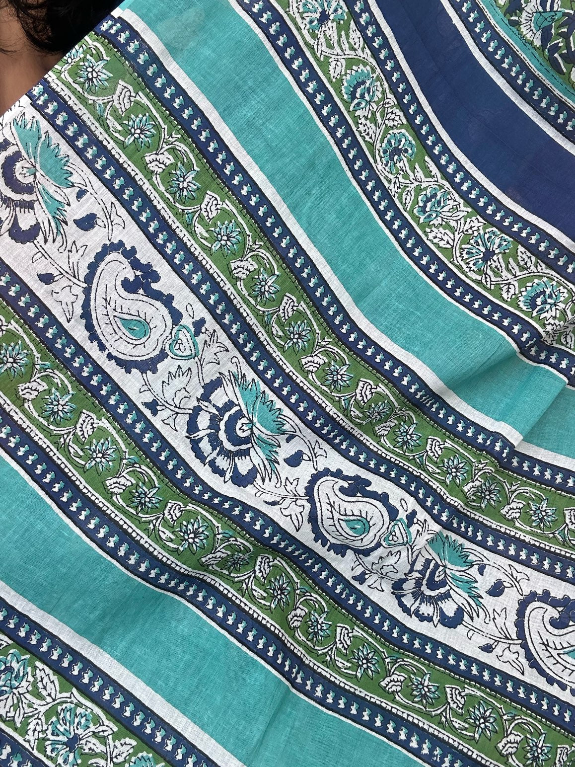 Blue mulmul cotton saree