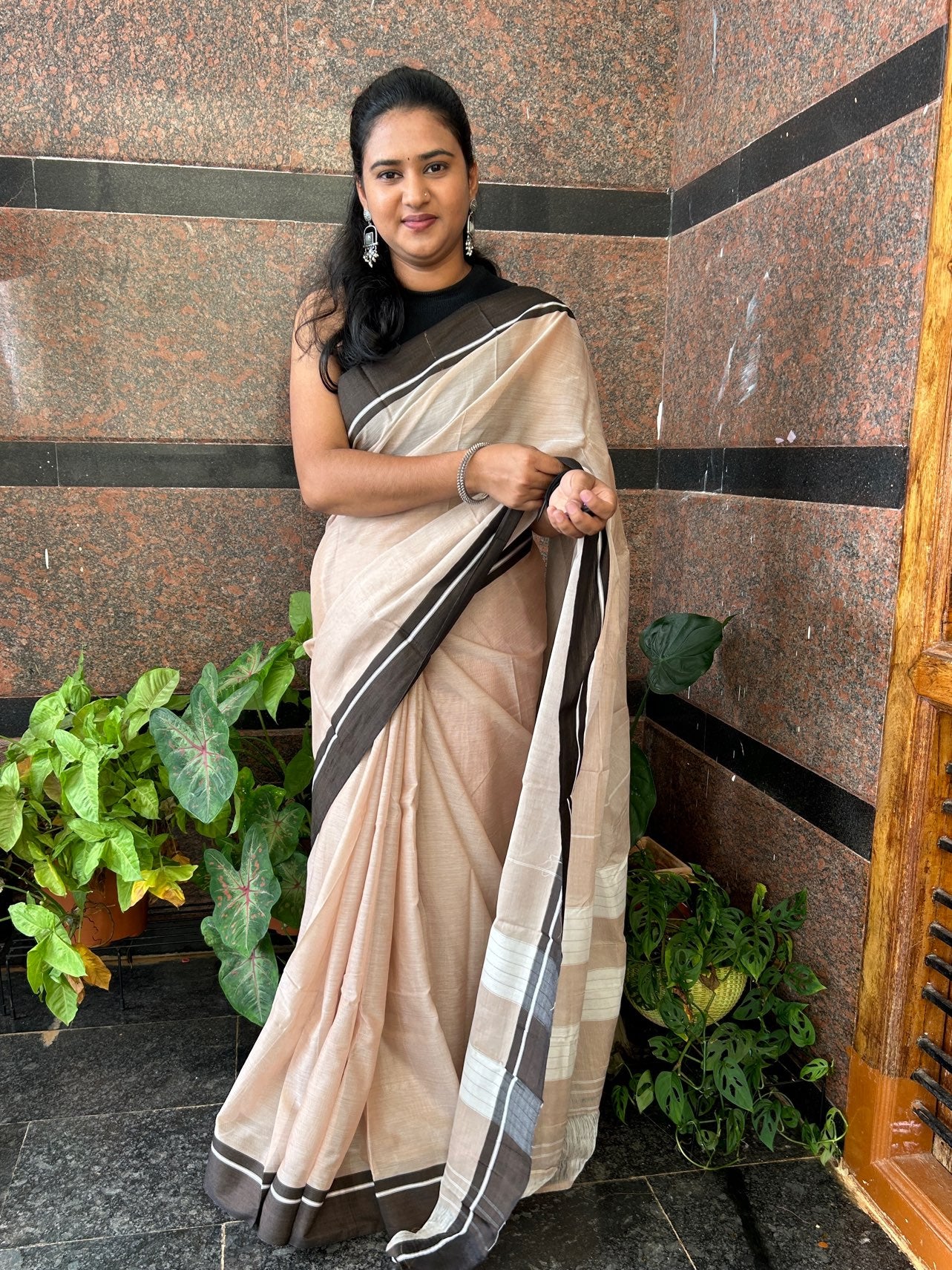 BROWN PATTEDANCHU SAREE.