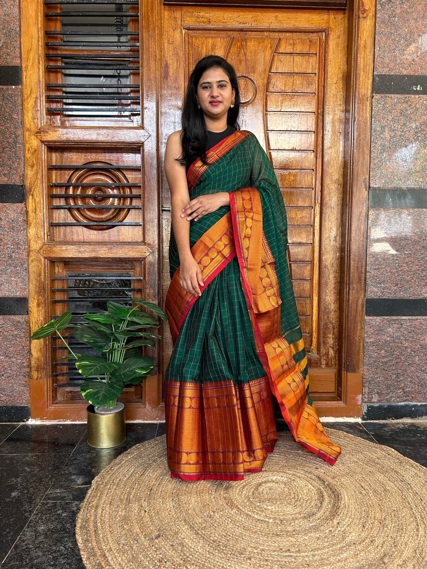Green Narayanpet saree.