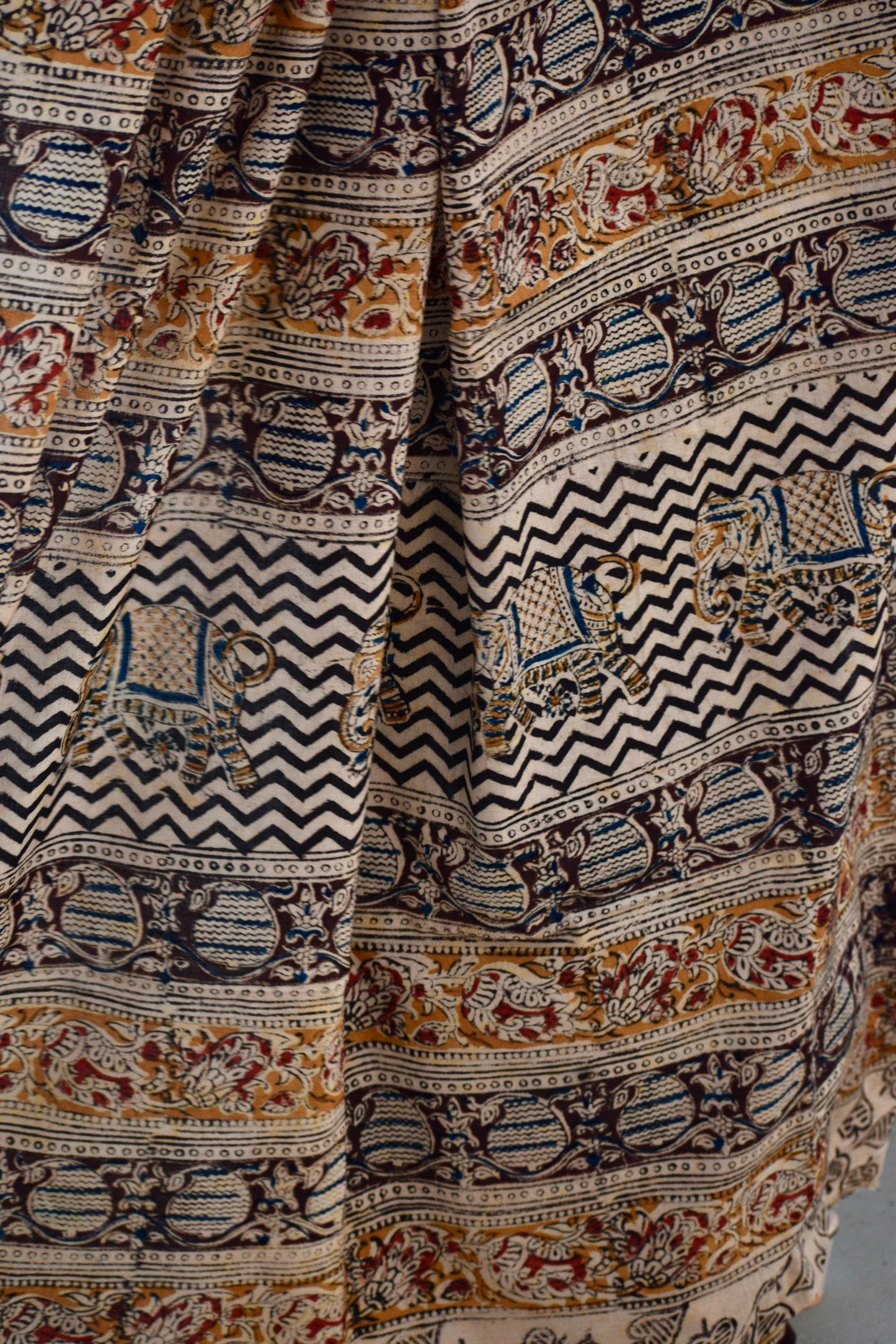 Brown kalamkari mul saree