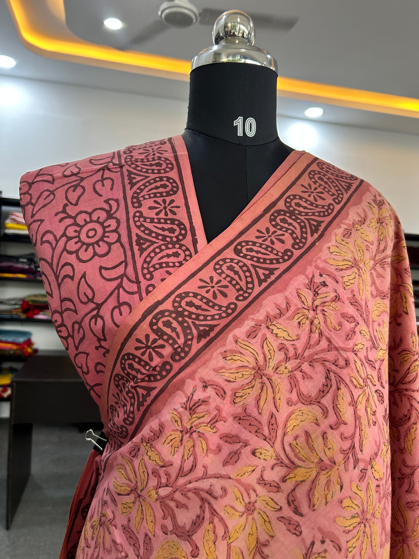 PINK AJRAKH MUL SAREE