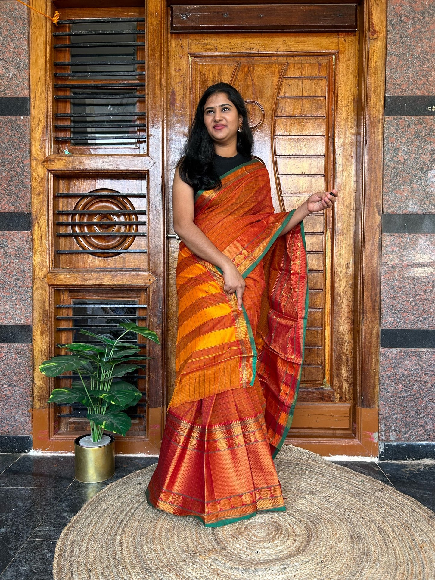 Orange Narayanpet saree.
