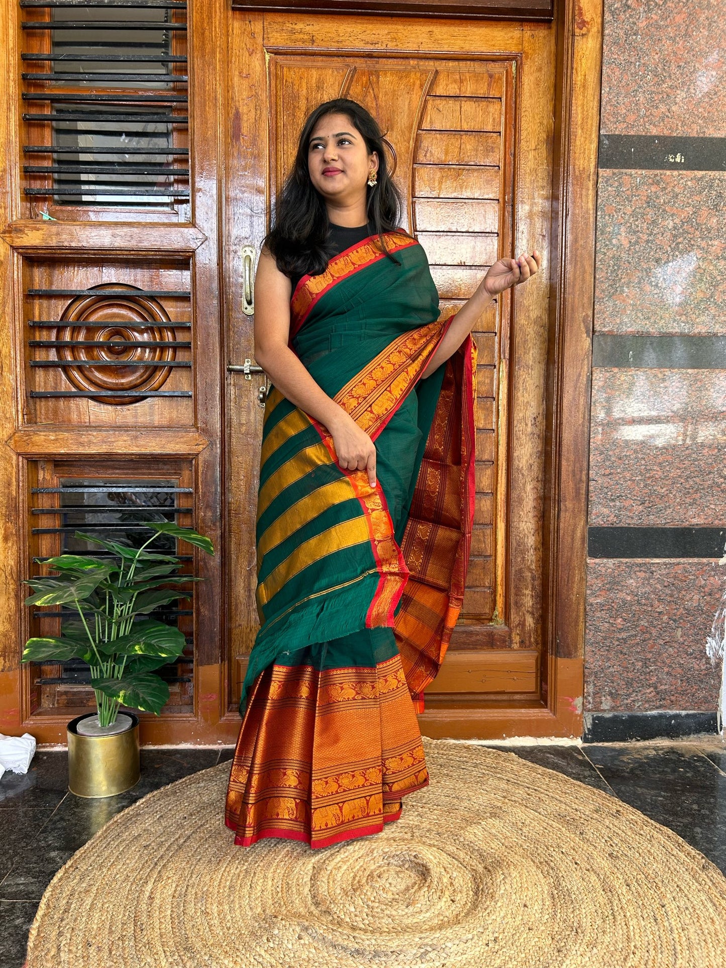 Green Narayanpet saree.