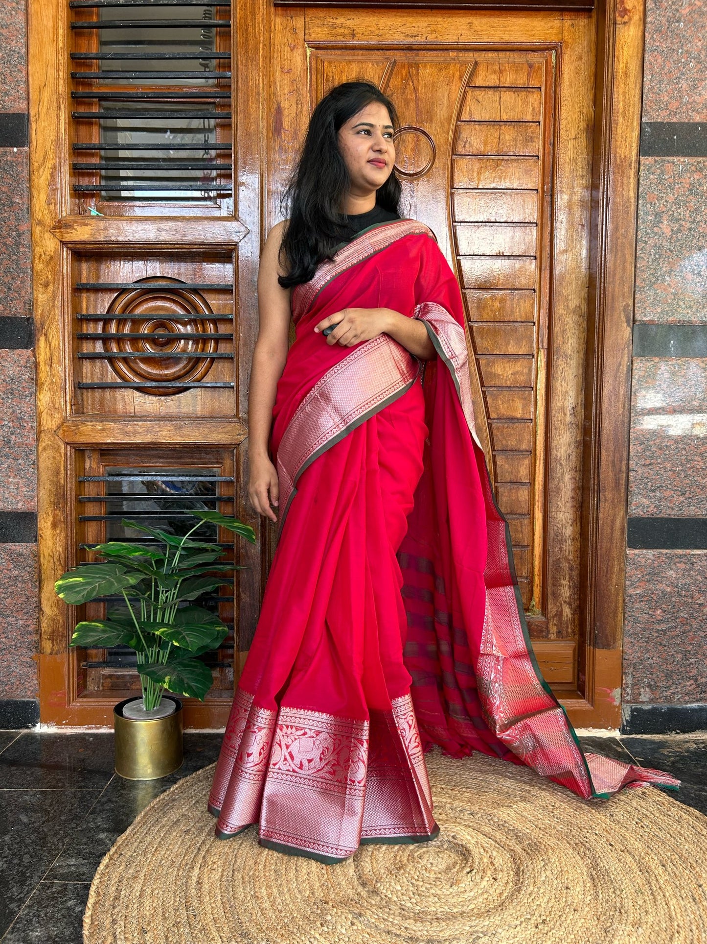 Pink Narayanpet saree.