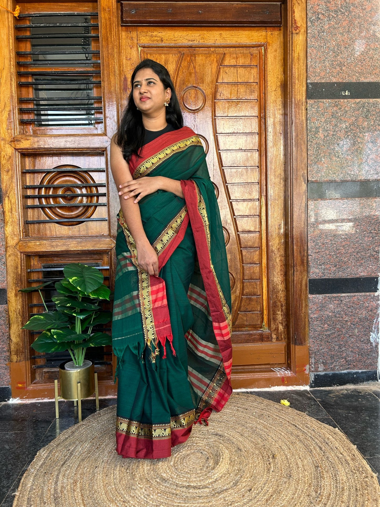 Green Narayanpet saree.