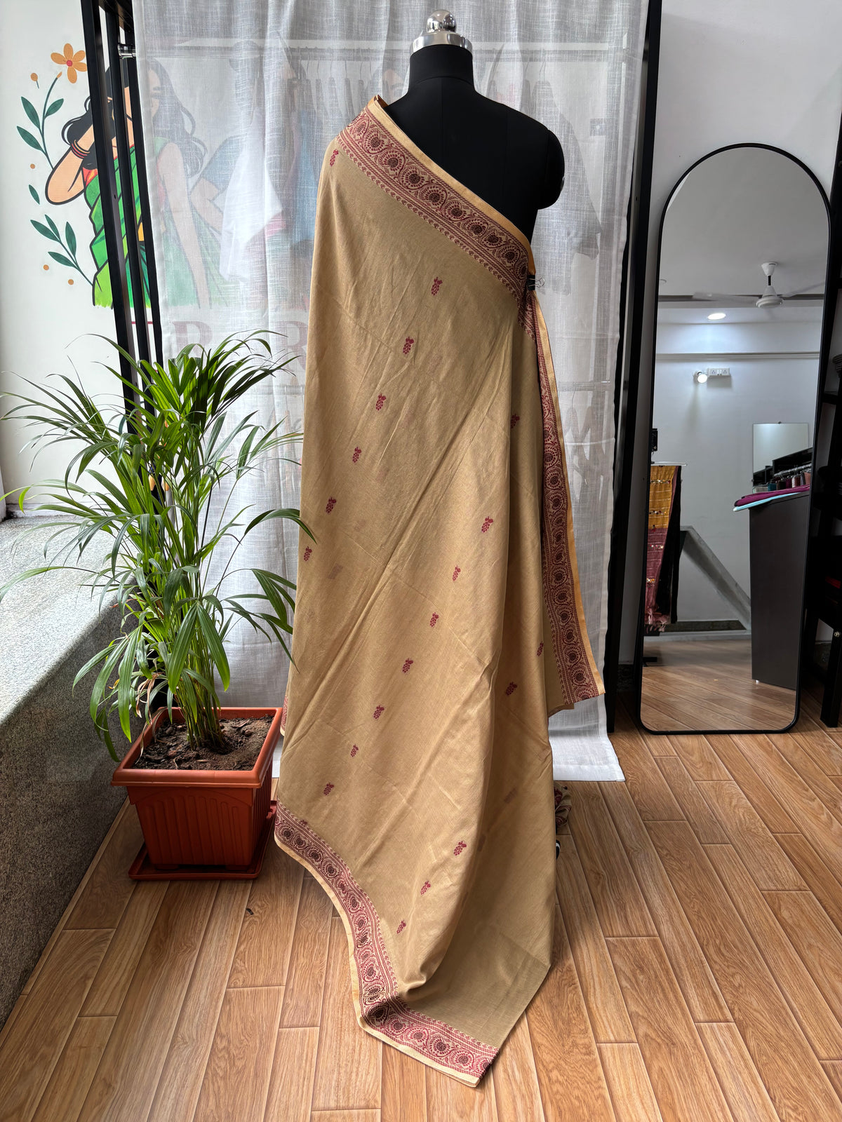 BEIGE MERCERISED SAREE