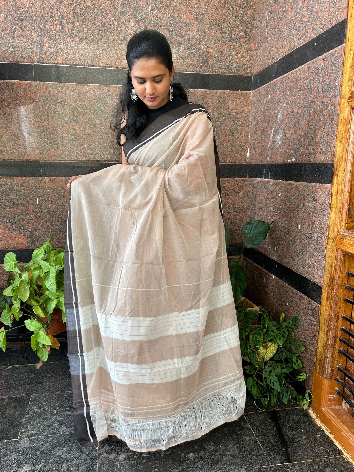 BROWN PATTEDANCHU SAREE.
